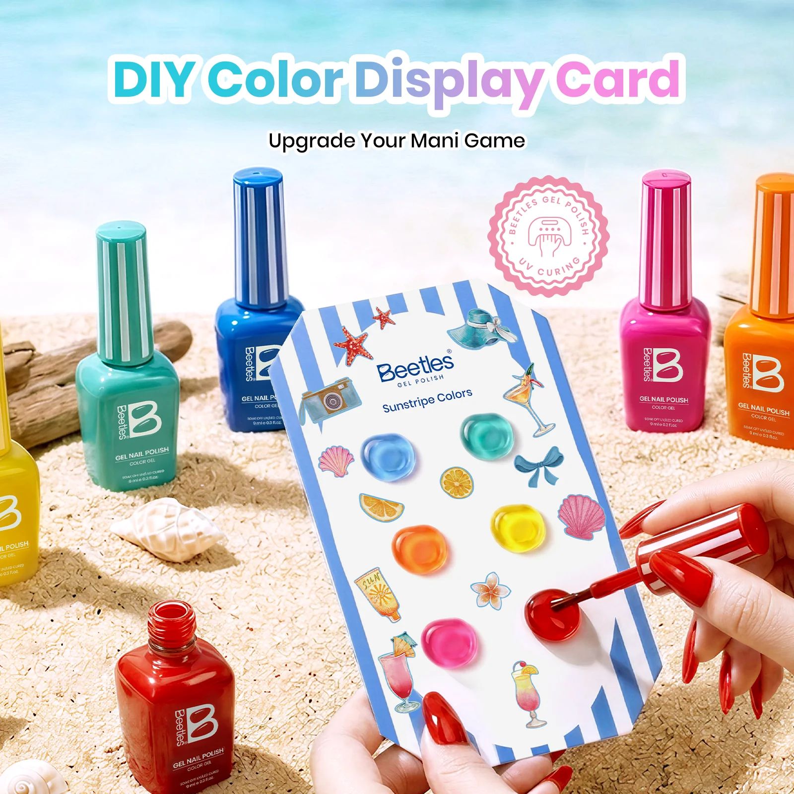 Beetles Summer Voyage - Sunstripe Color Neon Summer Nails 6 Colors Gel Polish Set 9ml - Image 4