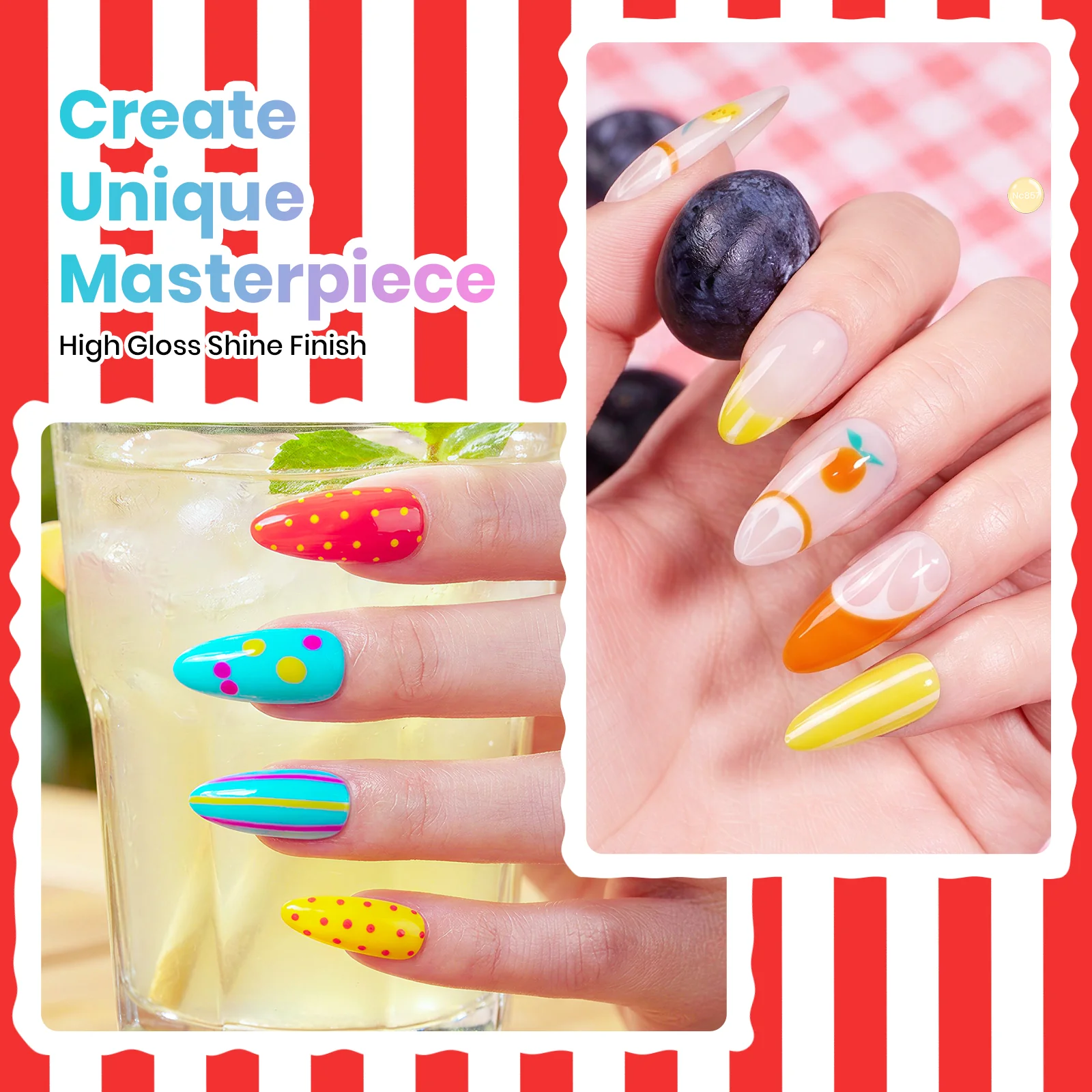 Beetles Summer Voyage - Sunstripe Color Neon Summer Nails 6 Colors Gel Polish Set 9ml - Image 5