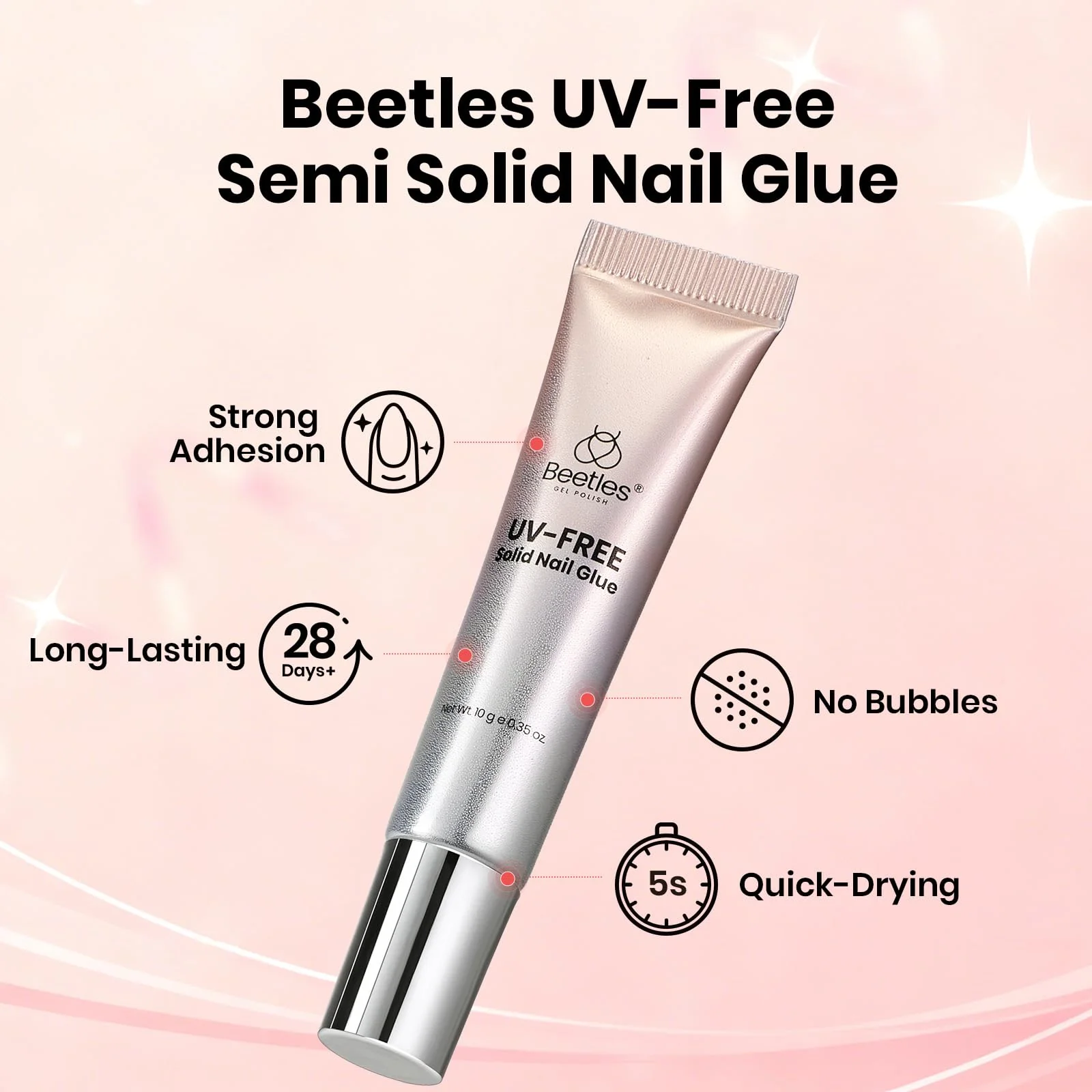 Beetles Super Strong Nail Glue 10g for Press On Nails, No Uv Lamp Needed, Quick Drying - Image 2
