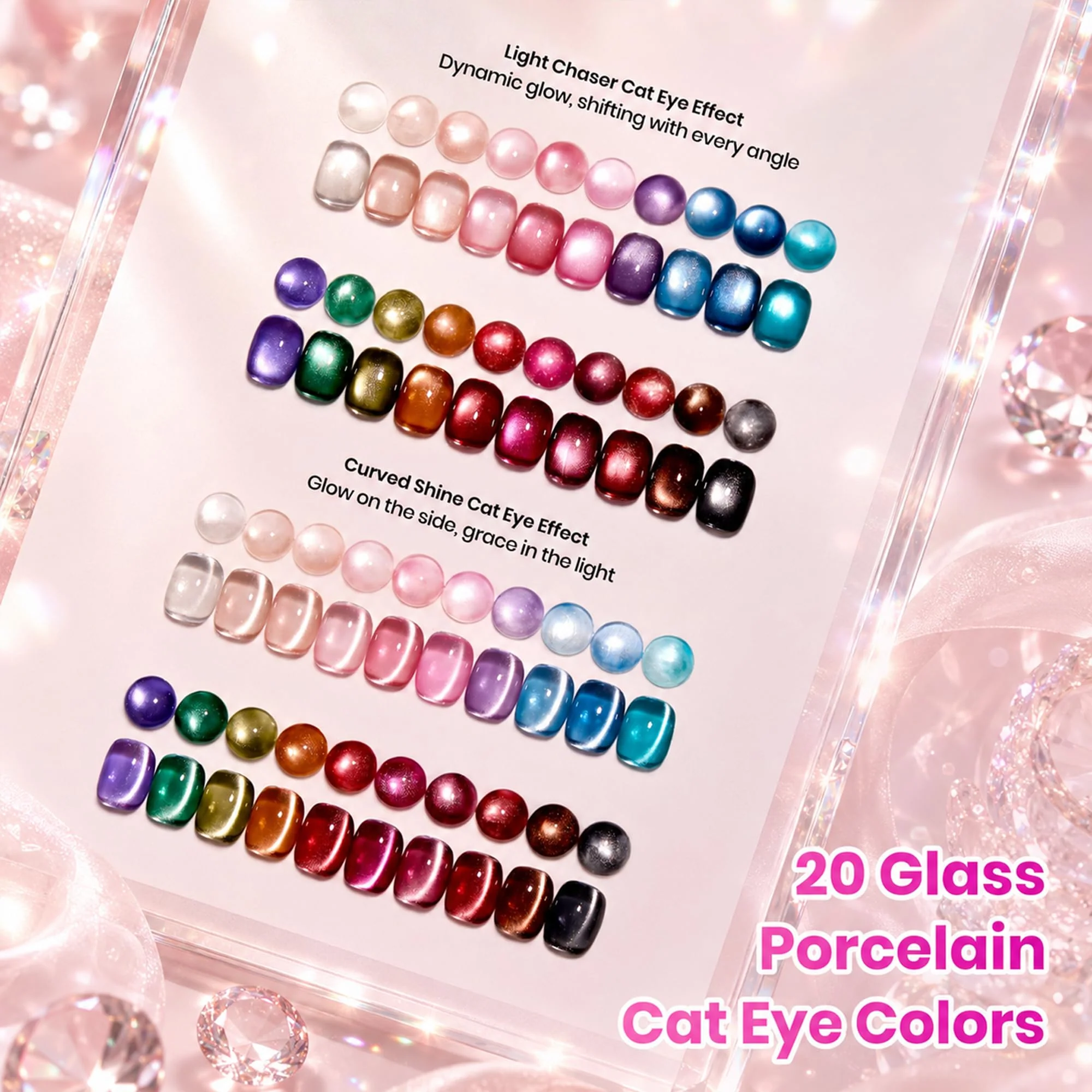 Beetles Timeless Gleam Cat Eye 20 Colors Summer Nails Gel Polish Set Glitter With Magnetic Base Matte Glossy Top Coat - Image 2