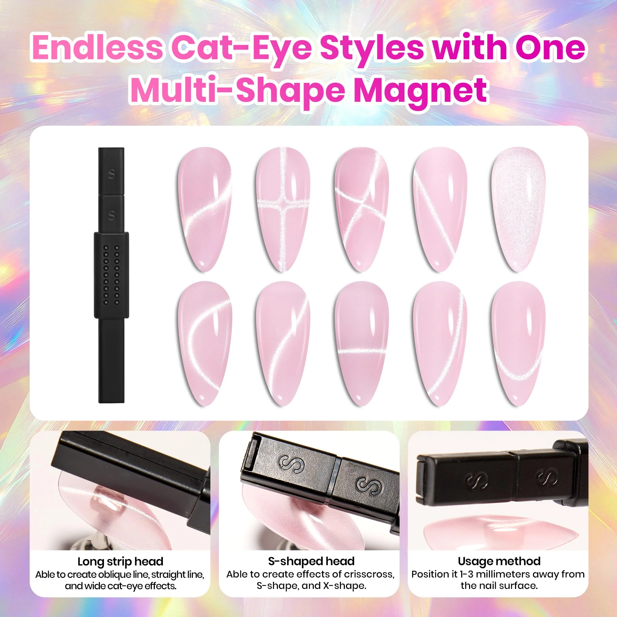 Beetles Timeless Gleam Cat Eye 20 Colors Summer Nails Gel Polish Set Glitter With Magnetic Base Matte Glossy Top Coat - Image 7