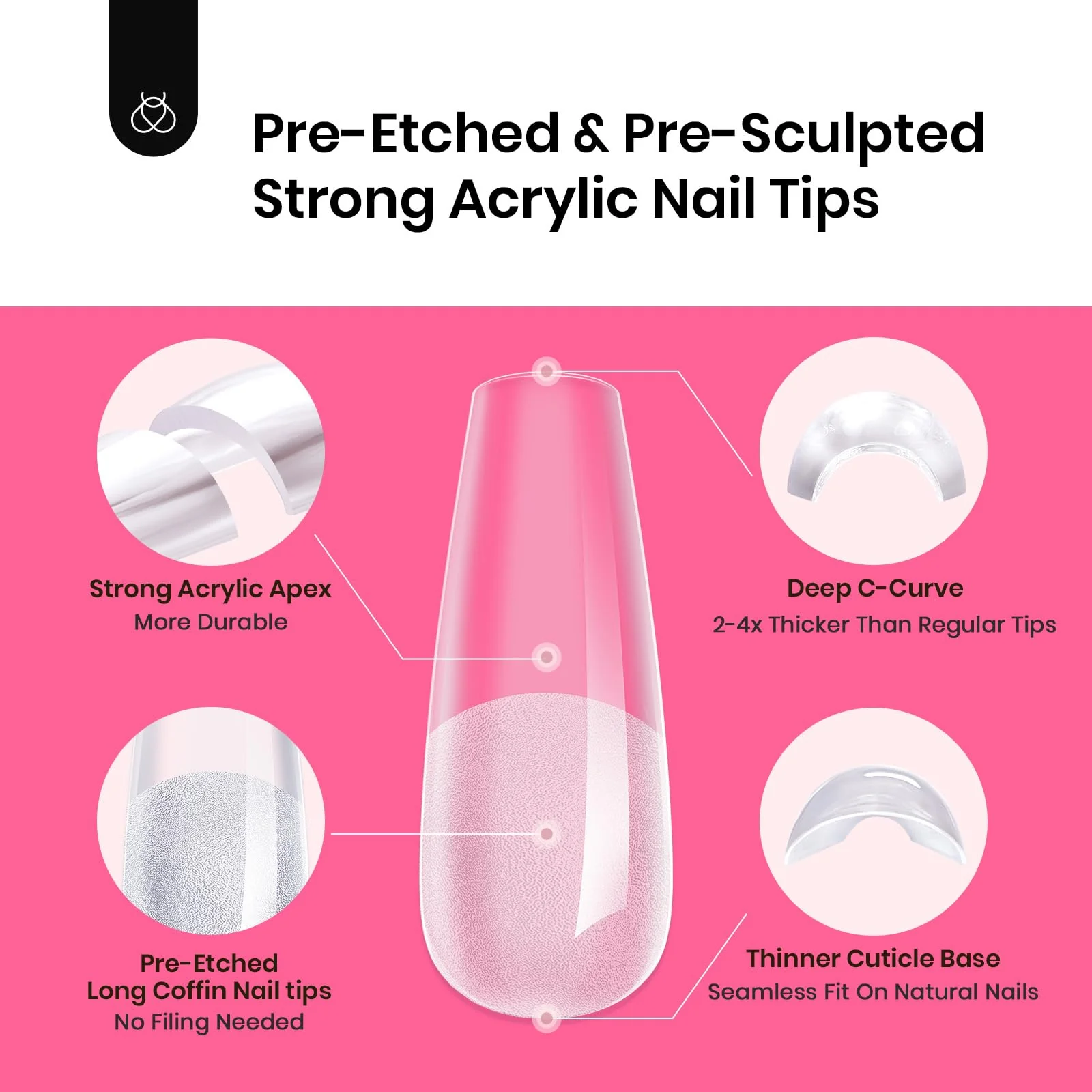 Beetles Tipex Instant Apex Nail Tips Kit - Coffin Long 224Pcs 16 Sizes - Image 7