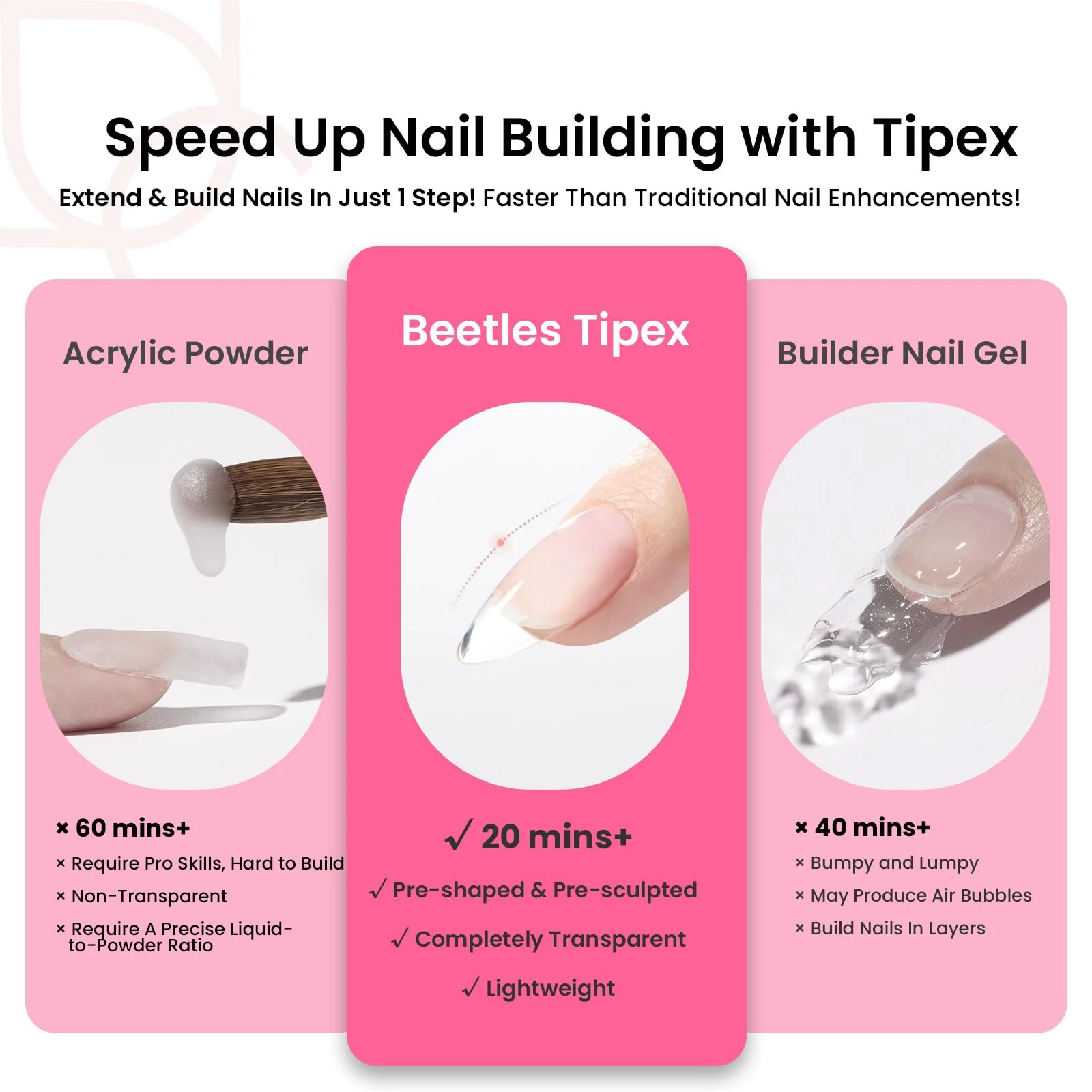 Beetles Tipex Instant Apex Nail Tips Kit - Medium Oval Almond 224Pcs 16 Sizes - Image 6