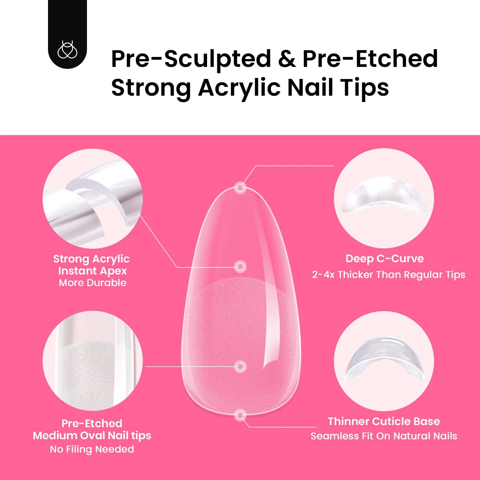 Beetles Tipex Instant Apex Nail Tips Kit - Medium Oval Almond 224Pcs 16 Sizes - Image 7
