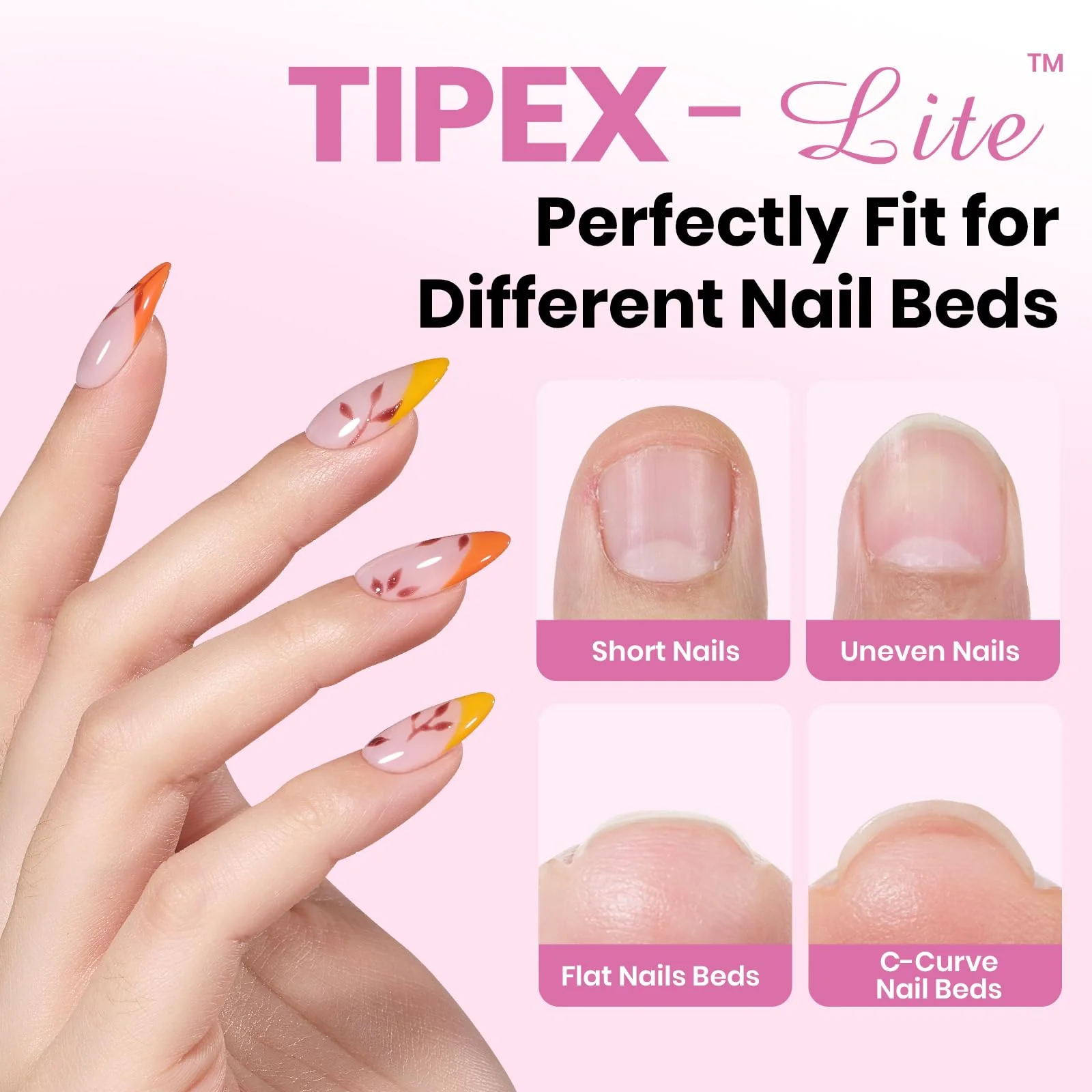Beetles Tipex Lite Apex Nail Tips - Almond Medium 96pcs 16 Sizes - Image 2