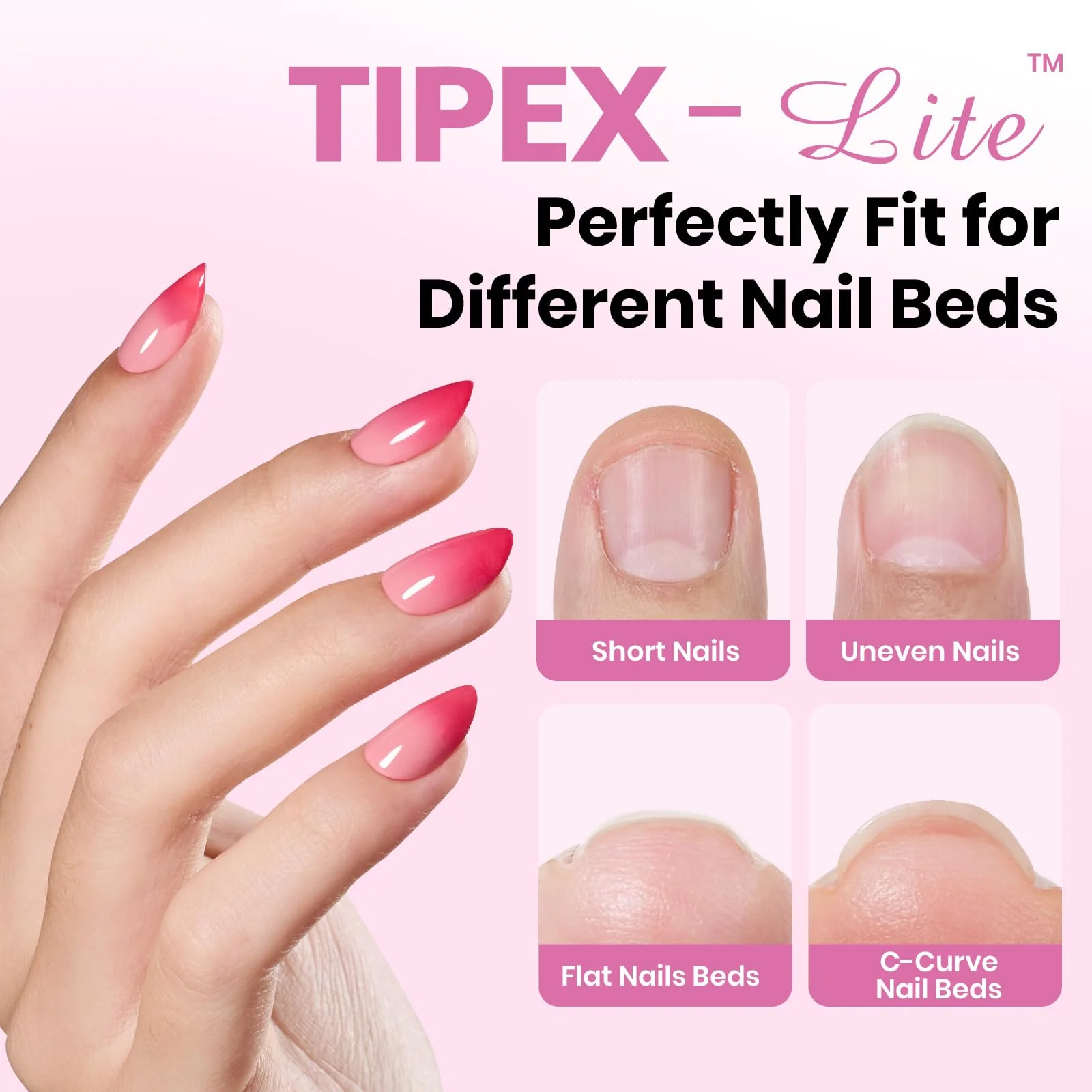 Beetles Tipex Lite Apex Nail Tips - Almond Short 256pcs 16 Sizes - Image 2