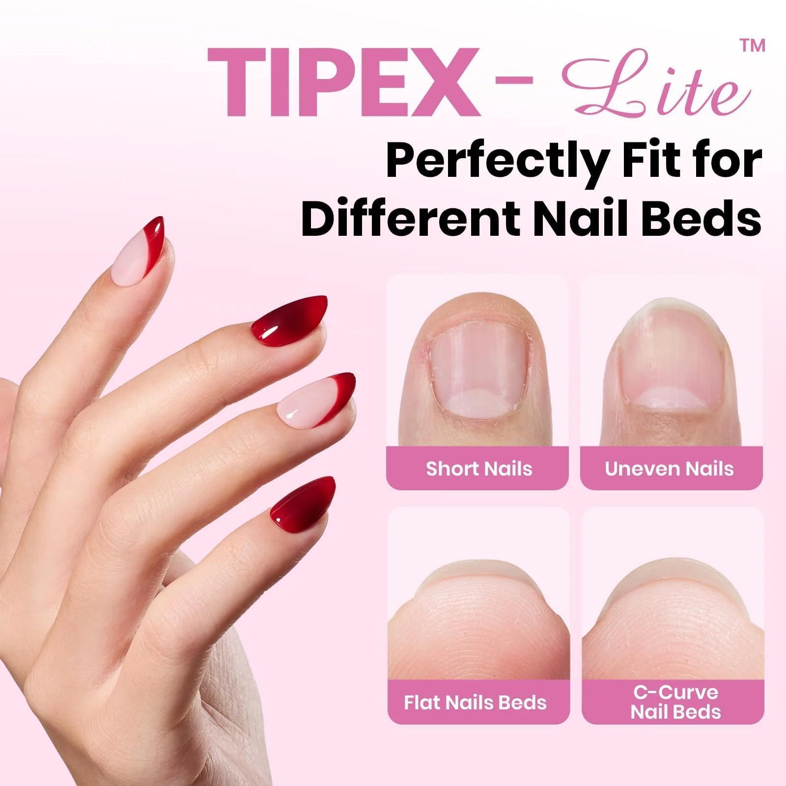 Beetles Tipex Lite Apex Nail Tips - Almond Short 512pcs 16 Sizes - Image 2