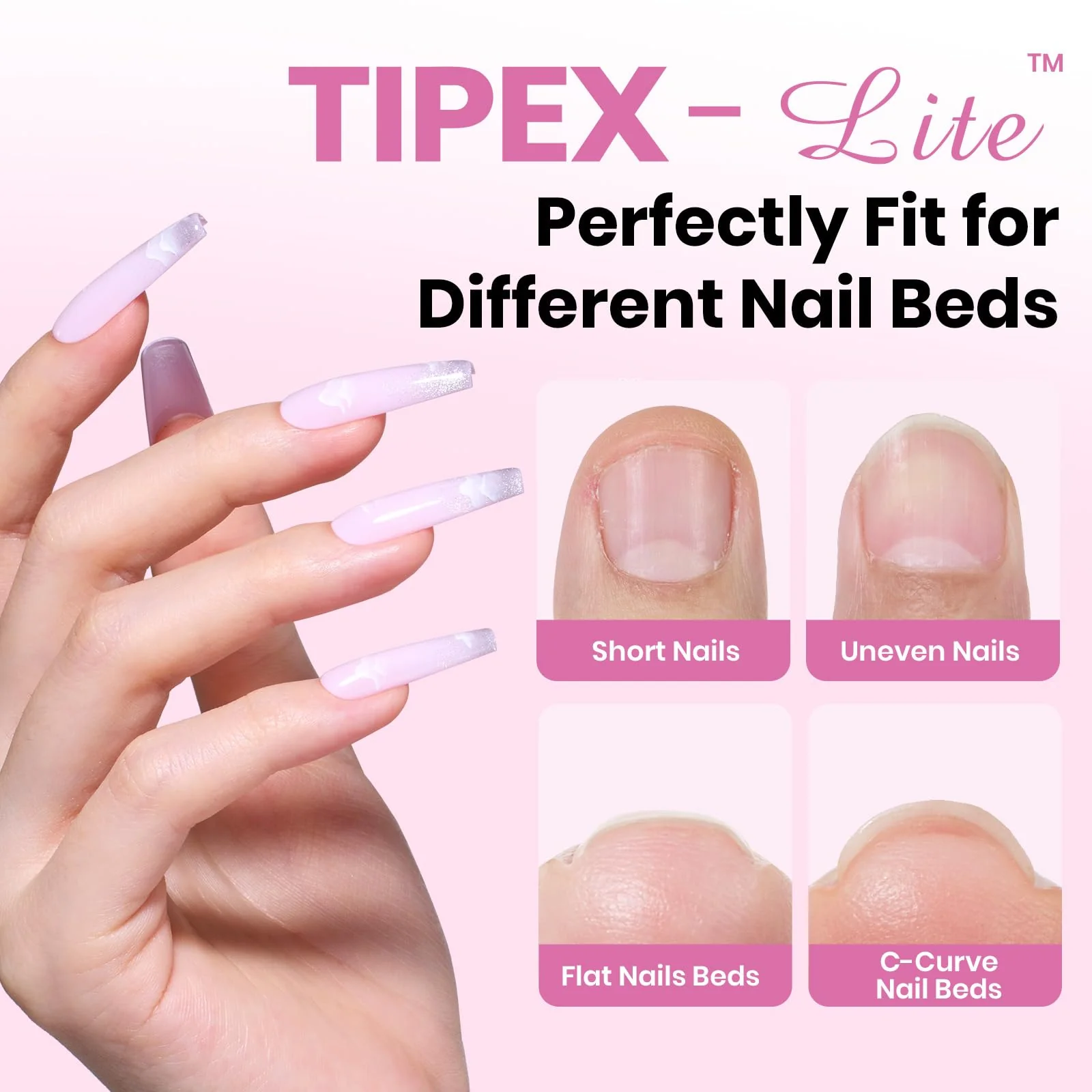 Beetles Tipex Lite Apex Nail Tips - Coffin Long 256pcs 16 Sizes - Image 2