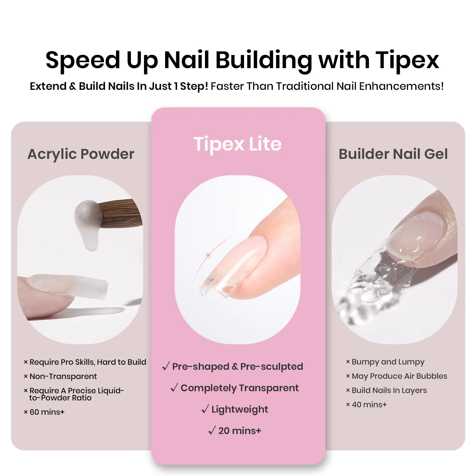Beetles Tipex Lite Apex Nail Tips - Square Short 256pcs 16 Sizes - Image 5