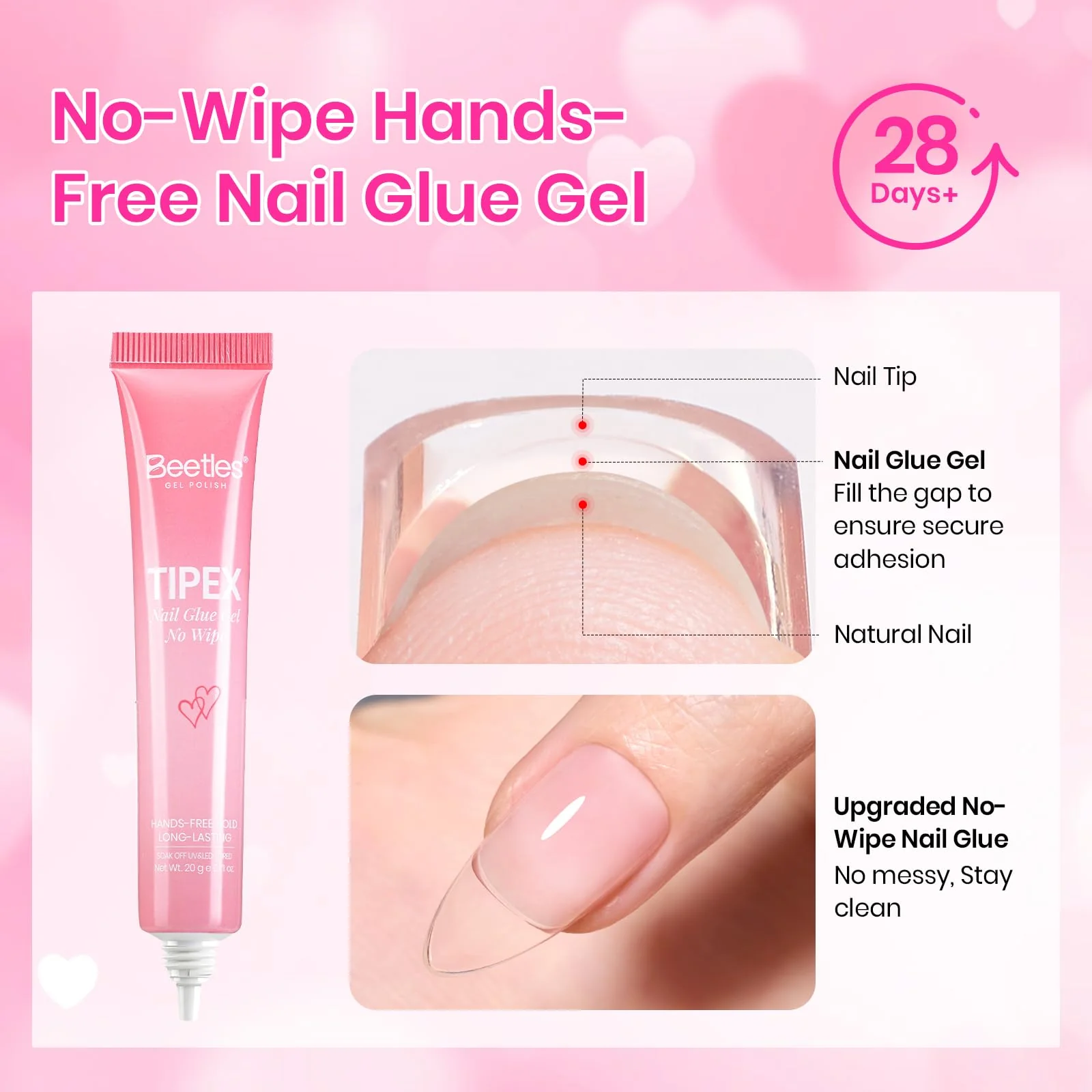 Beetles Tipex Lite Nails Kit - 192pcs Heart Cutout Pre-Built Apex Almond & Stiletto Medium Nail Tips - Image 5