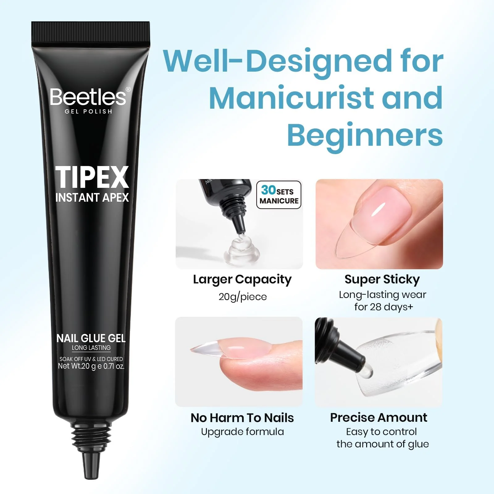 Beetles Tipex Nail Glue 20g Solid Nail Glue Gel Super Strong - Image 5