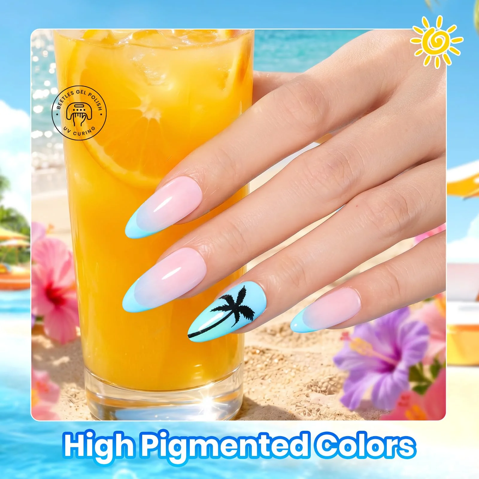 Beetles Tropical Bloom High Pigmented Colors 20 Colors Summer Nails Gel Polish Set With Base Coat & Top Coat - Image 3