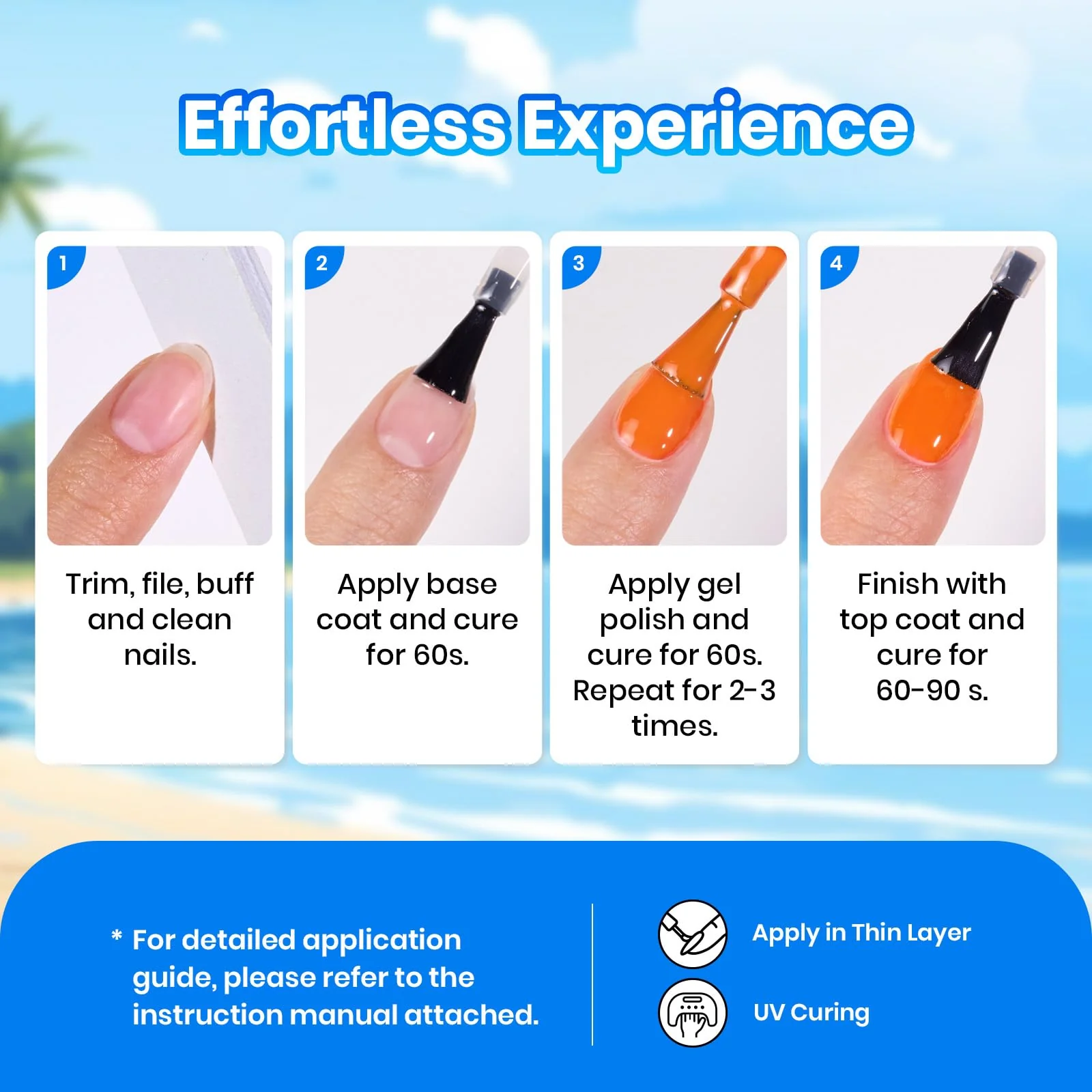 Beetles Tropical Bloom High Pigmented Colors 20 Colors Summer Nails Gel Polish Set With Base Coat & Top Coat - Image 6