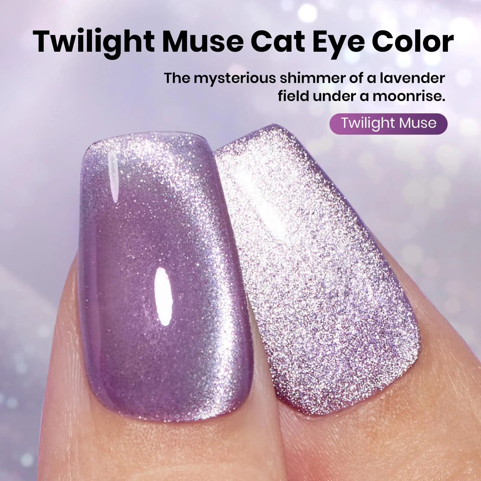 Beetles Twilight Muse Gel Nail Polish - 15ML Purple HEMA FREE Cat Eye Nail Polish - Image 3