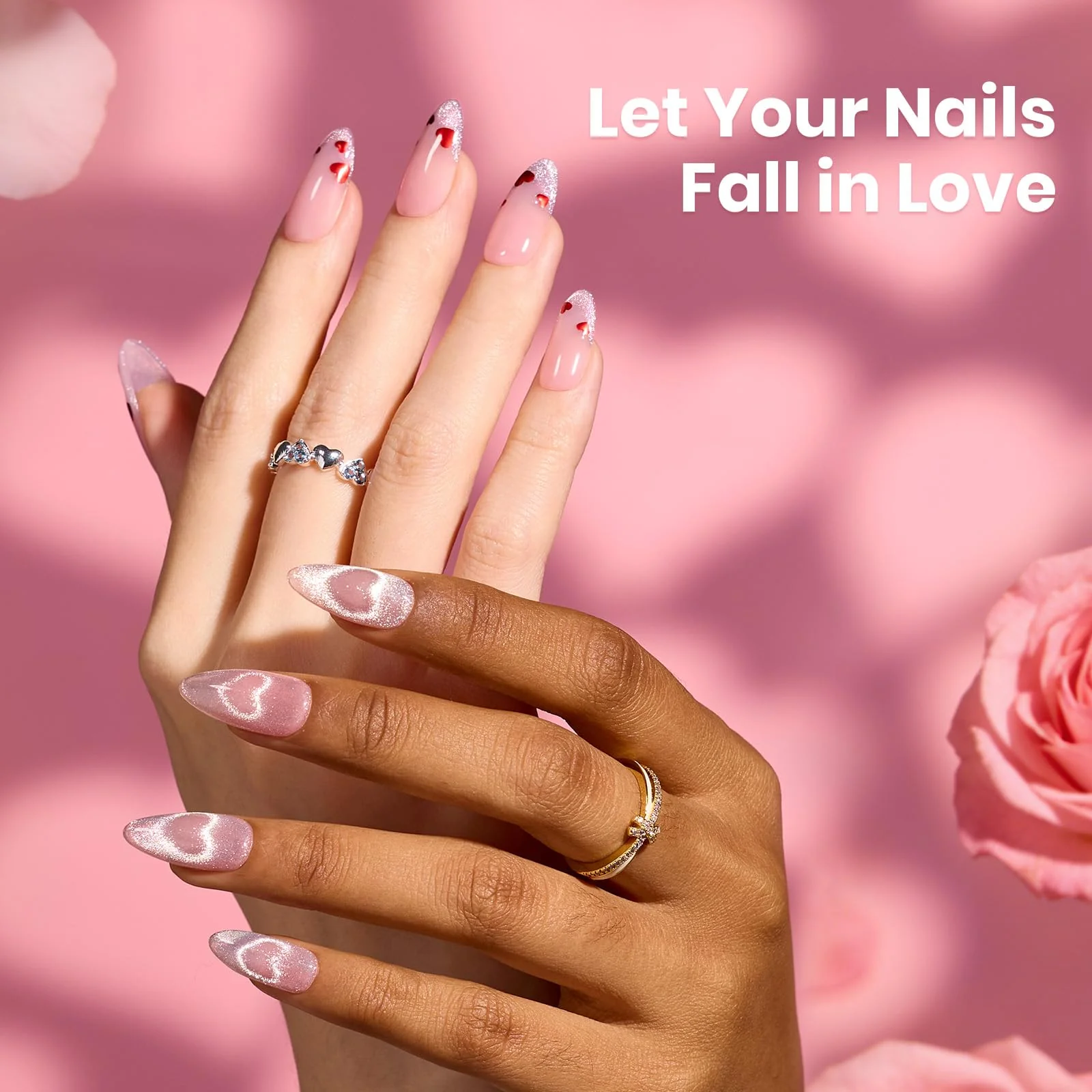 Beetles Nails: Blush Charm Cat Eye Gel Nail Polish Builder Gel Kit with Mini Nail Lamp - Image 3
