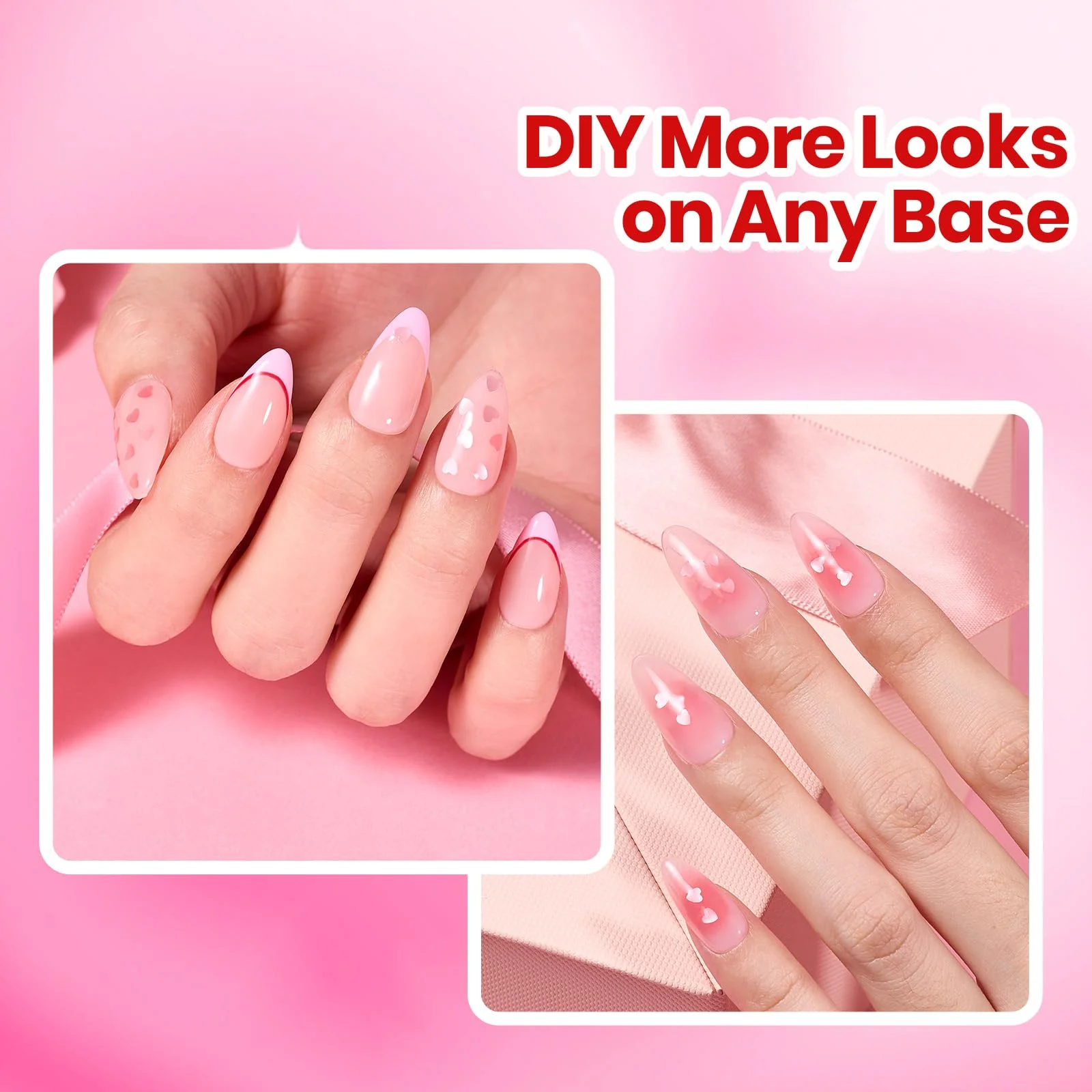 Beetles Valentines Nails Polish - 15ml/0.51Fl Oz Pink Heart Sweetheart Glow Glitter Top Coat - Image 7