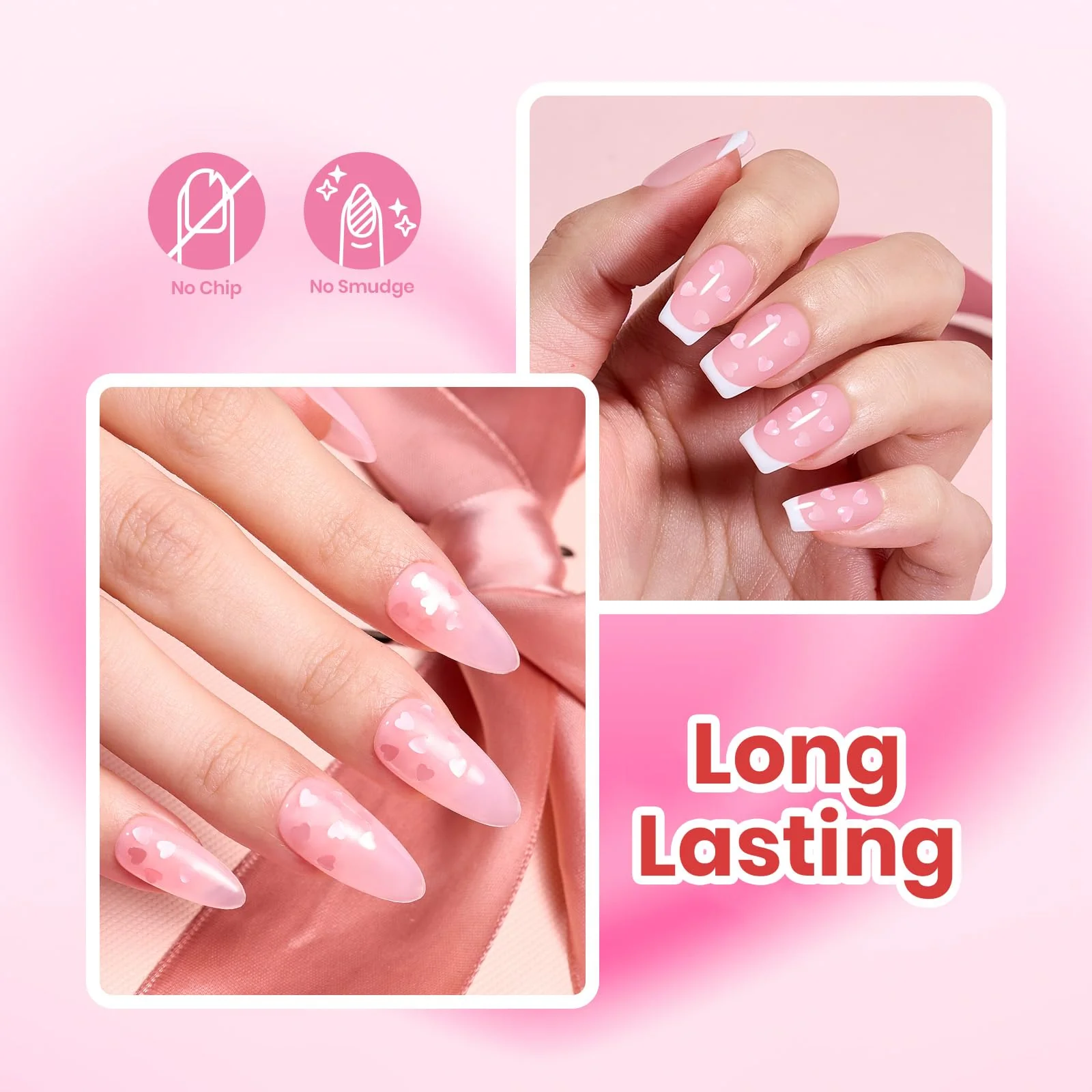 Beetles Valentines Nails Polish - 15ml/0.51Fl Oz Pink Heart Sweetheart Glow Glitter Top Coat - Image 8