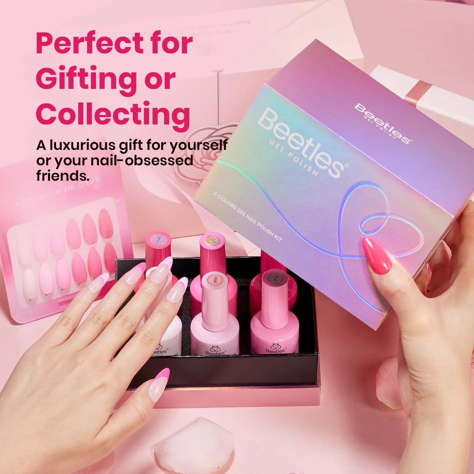 Beetles Valentines Pink Gel Polish Set - Romance in Air Collection 15Ml Bright Neon Light Hot Pink Colors - Image 6
