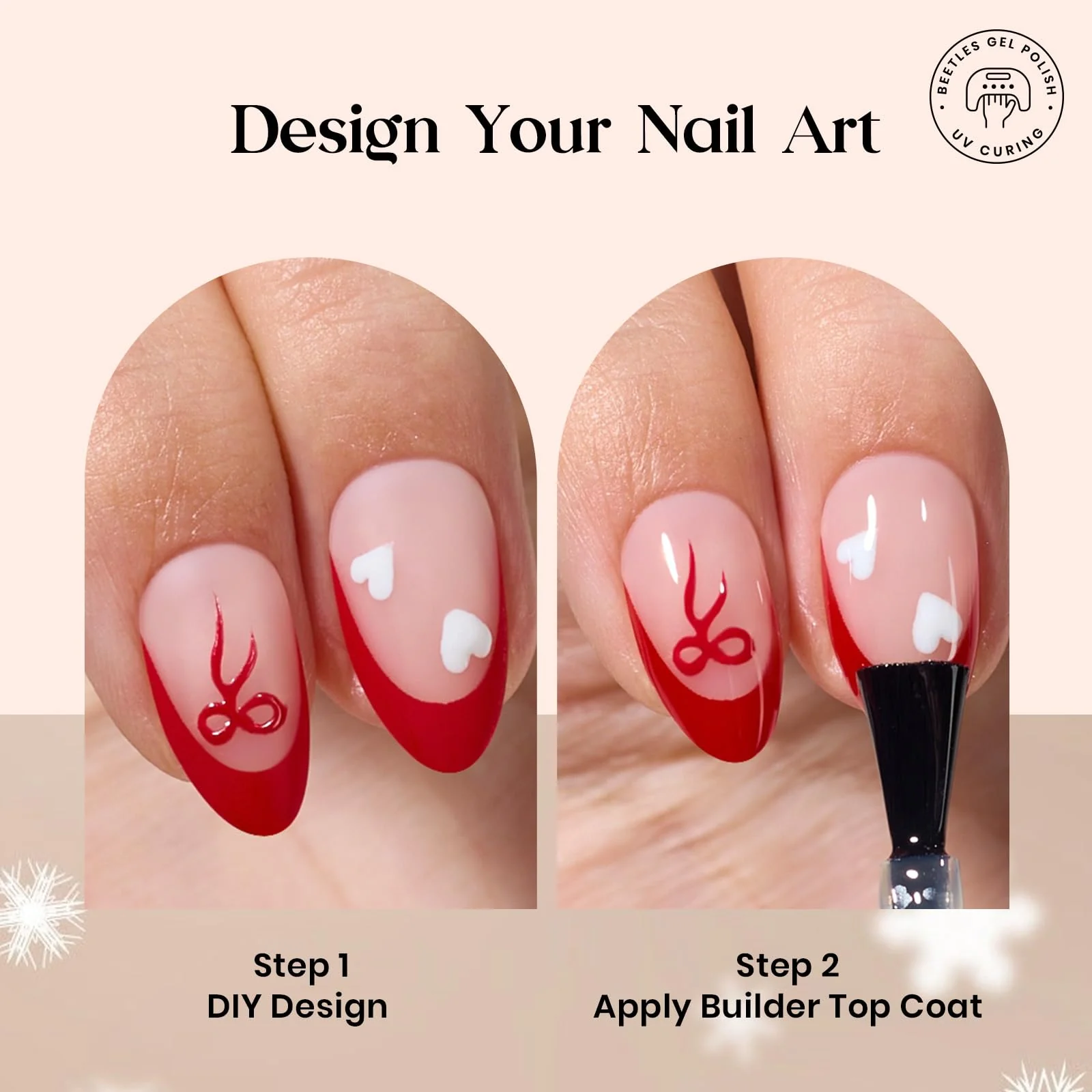 Beetles  Plus Gel Nails Kit Rouge French - 160Pcs 16 Sizes All-in-One Kit 5 Colors Christmas Press On Nails Short Almond - Image 6