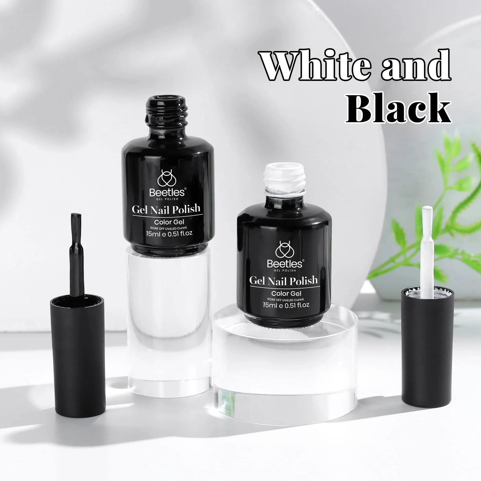 Beetles Gel Polish White Gel Polish and Black Gel Polish Kit 2 Pcs 15ml - Image 2