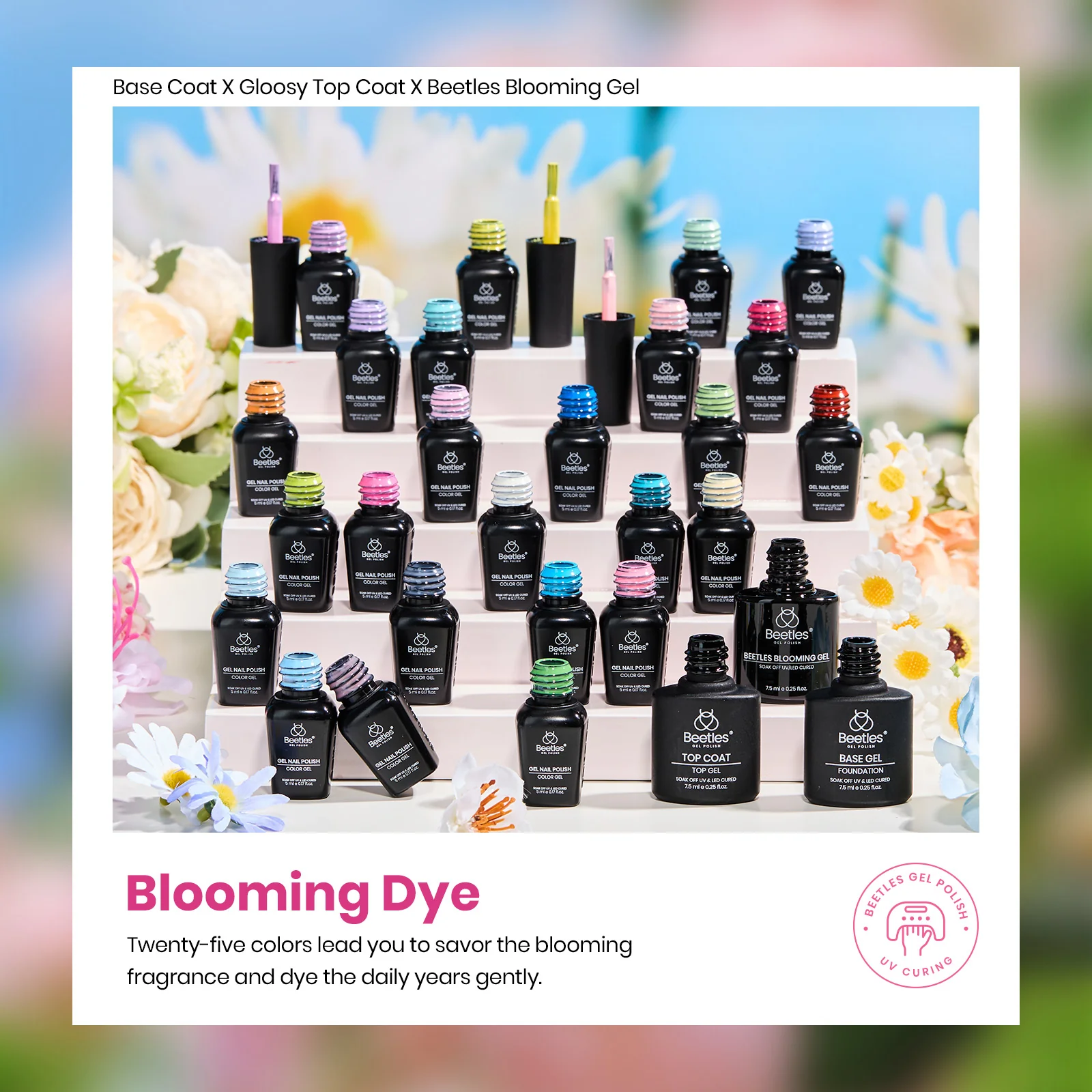 Blooming Dye - 25 Gel Colors Set With Blooming Gel Summer Nails Neon Rainbow - Image 3