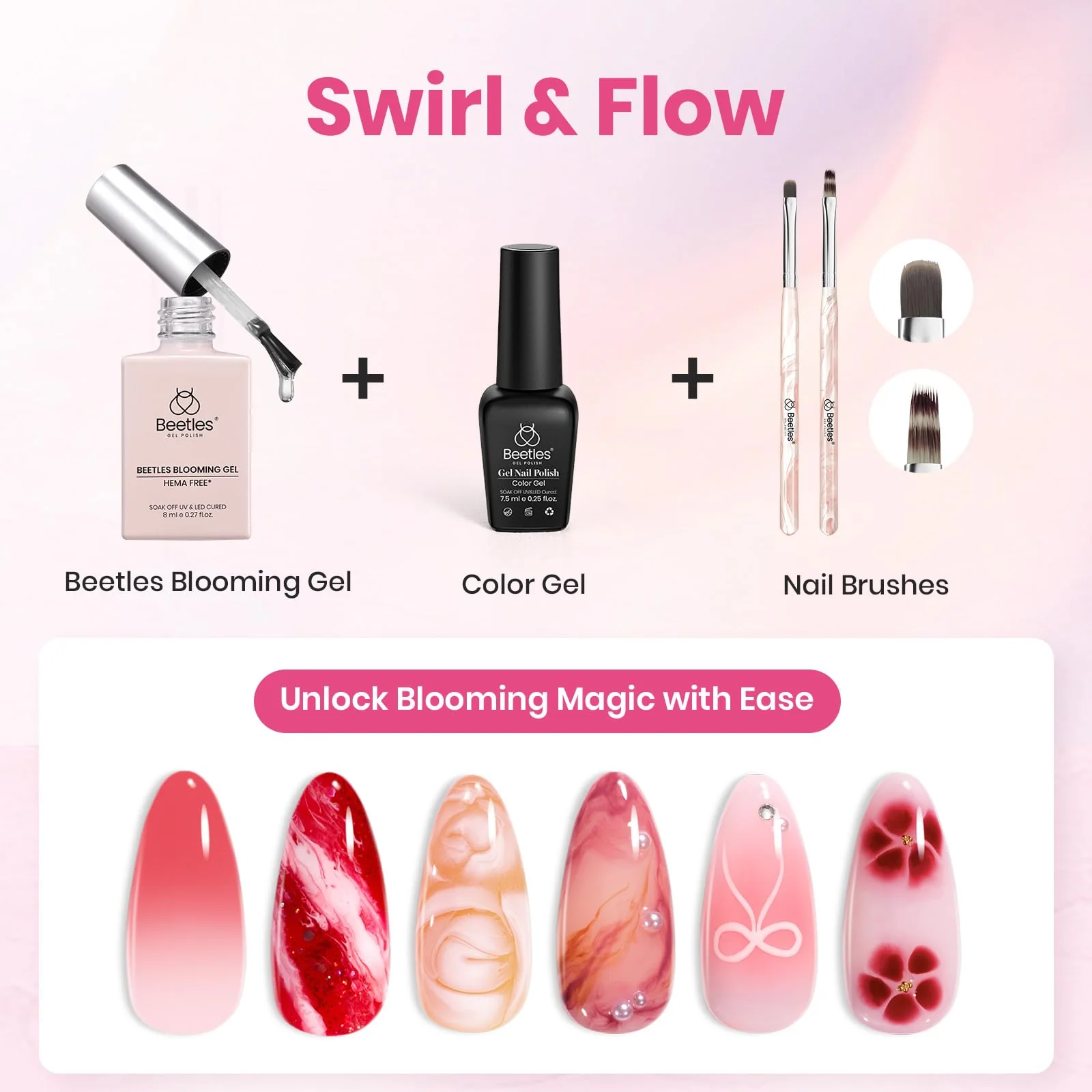 Blooming Gel and Nail Art Brushes Set - Ombre Nail - Image 2