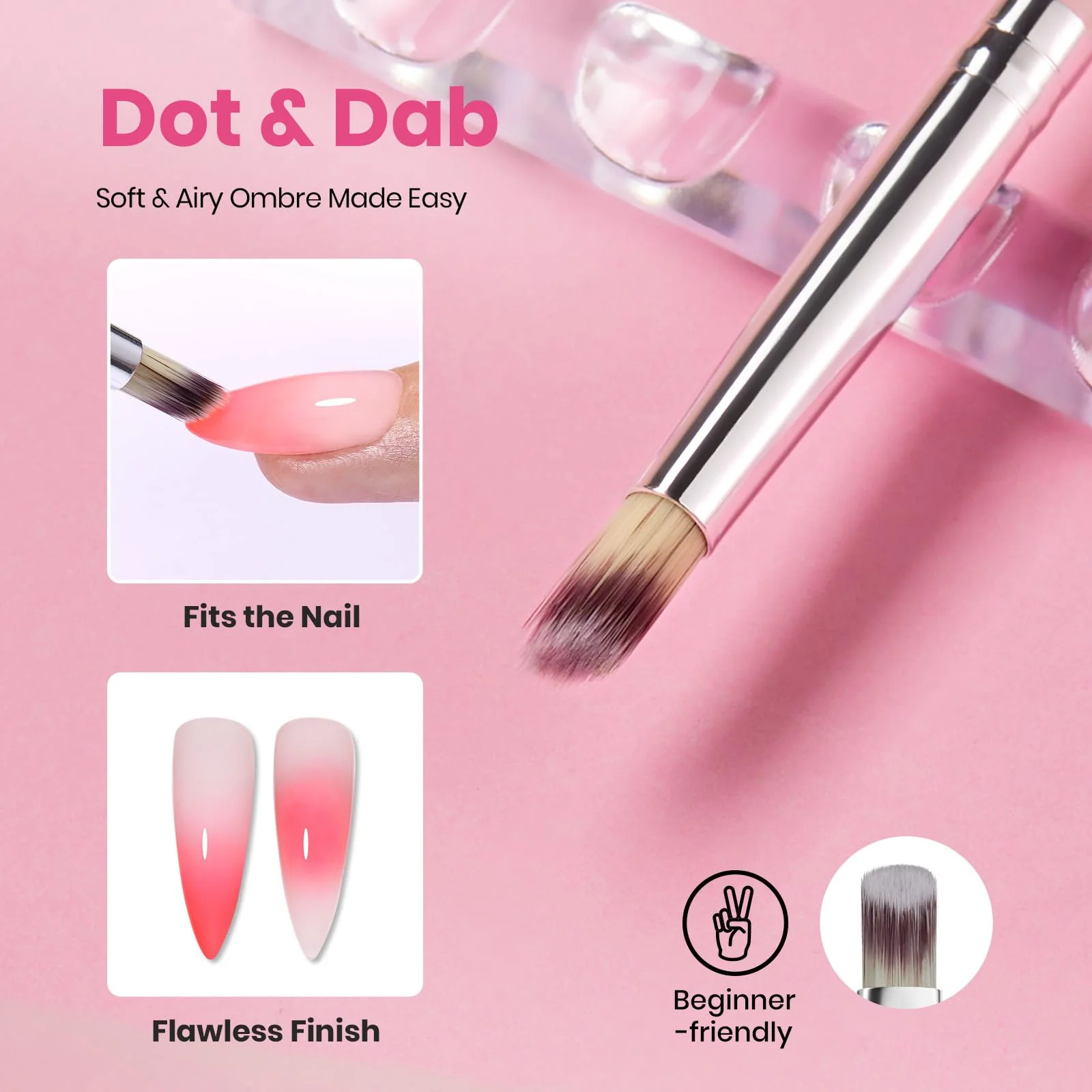 Blooming Gel and Nail Art Brushes Set - Ombre Nail - Image 4