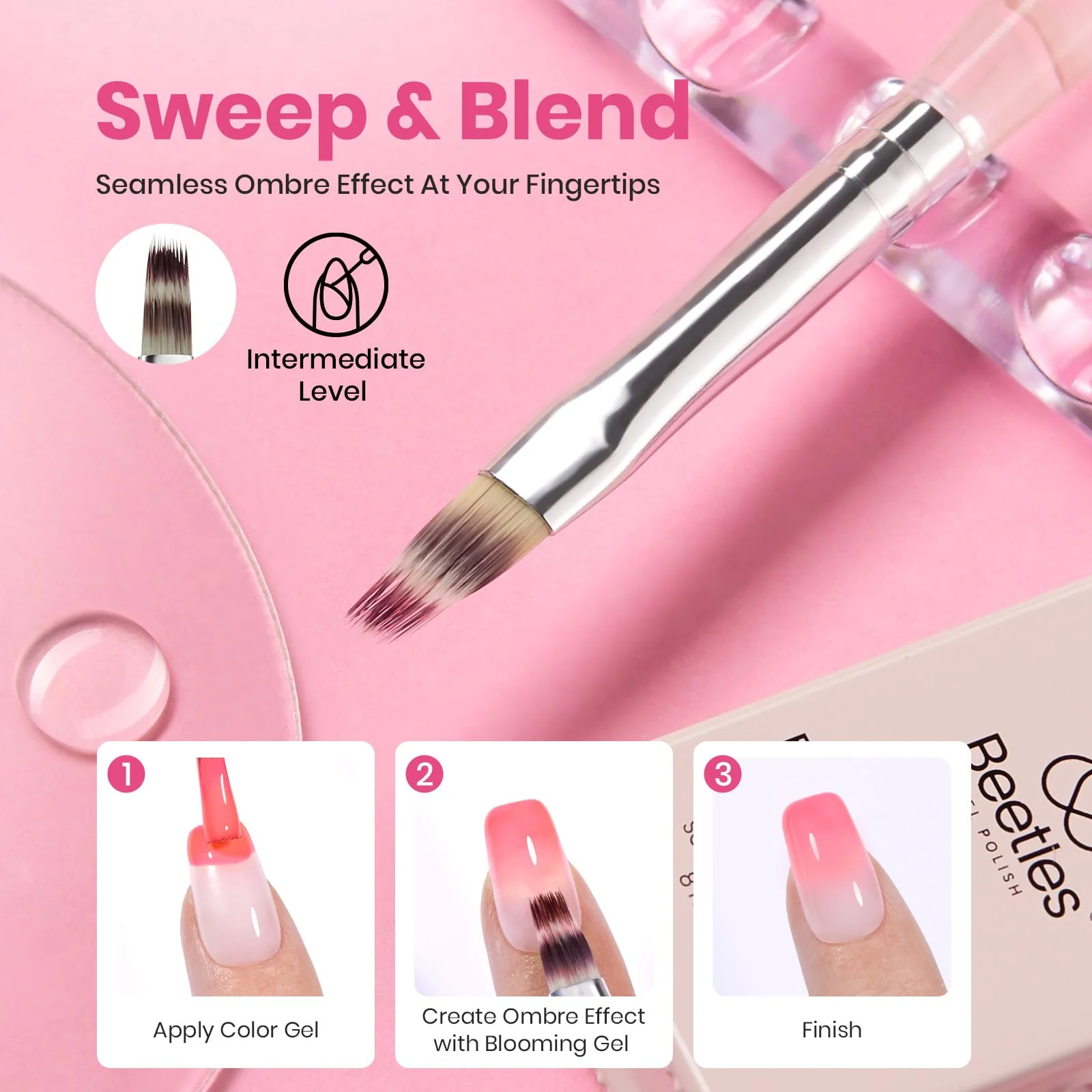 Blooming Gel and Nail Art Brushes Set - Ombre Nail - Image 5