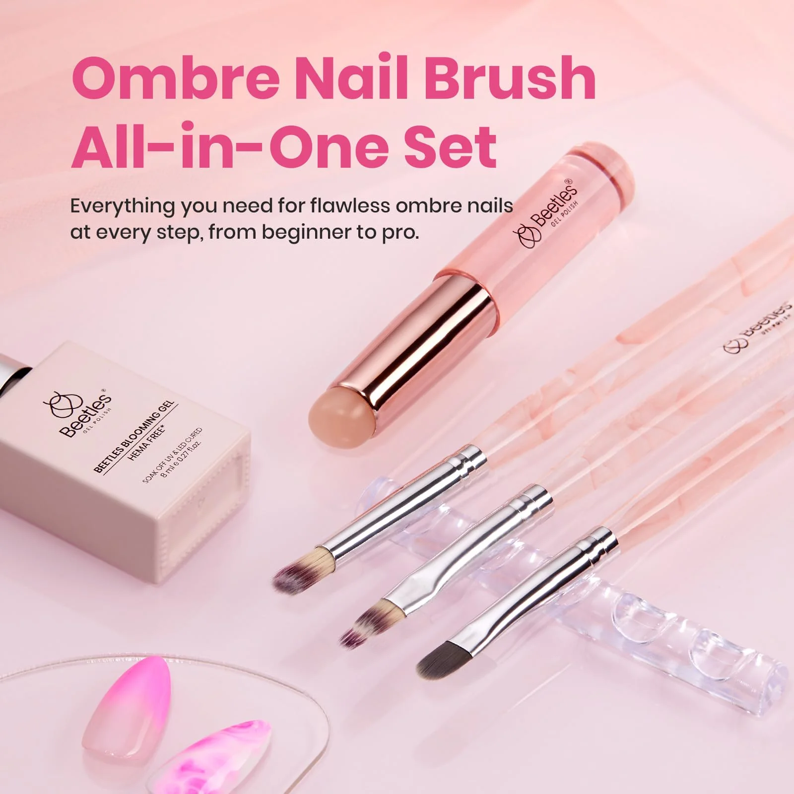 Blooming Gel and Nail Art Brushes Set - Ombre Nail - Image 6
