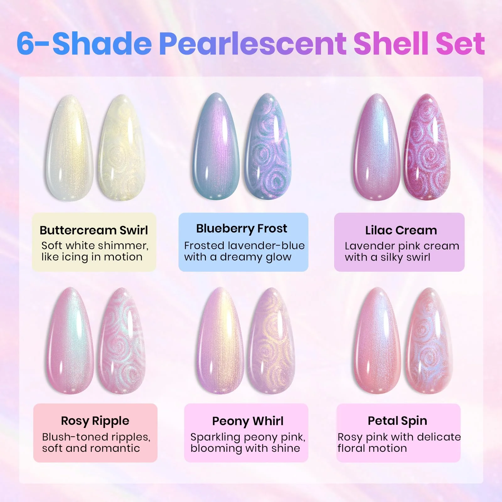Beetles Shell Thread Gel Nail Polish Set - Stay Shining Pearly Swirl Shade Set - Image 3