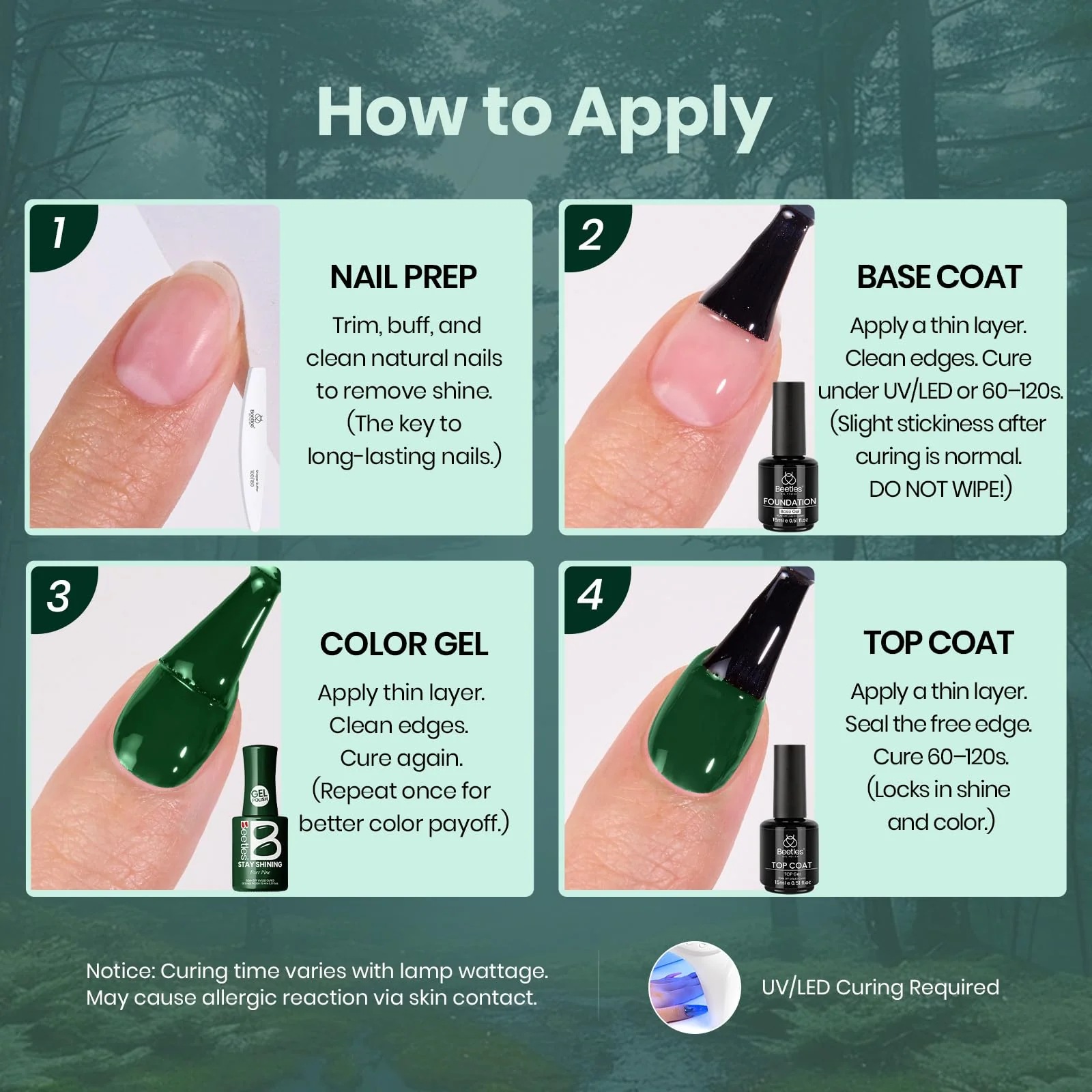 Beetles Gel Nail Polish Set - Stay Shining Forest Fog Shade Set - Image 6