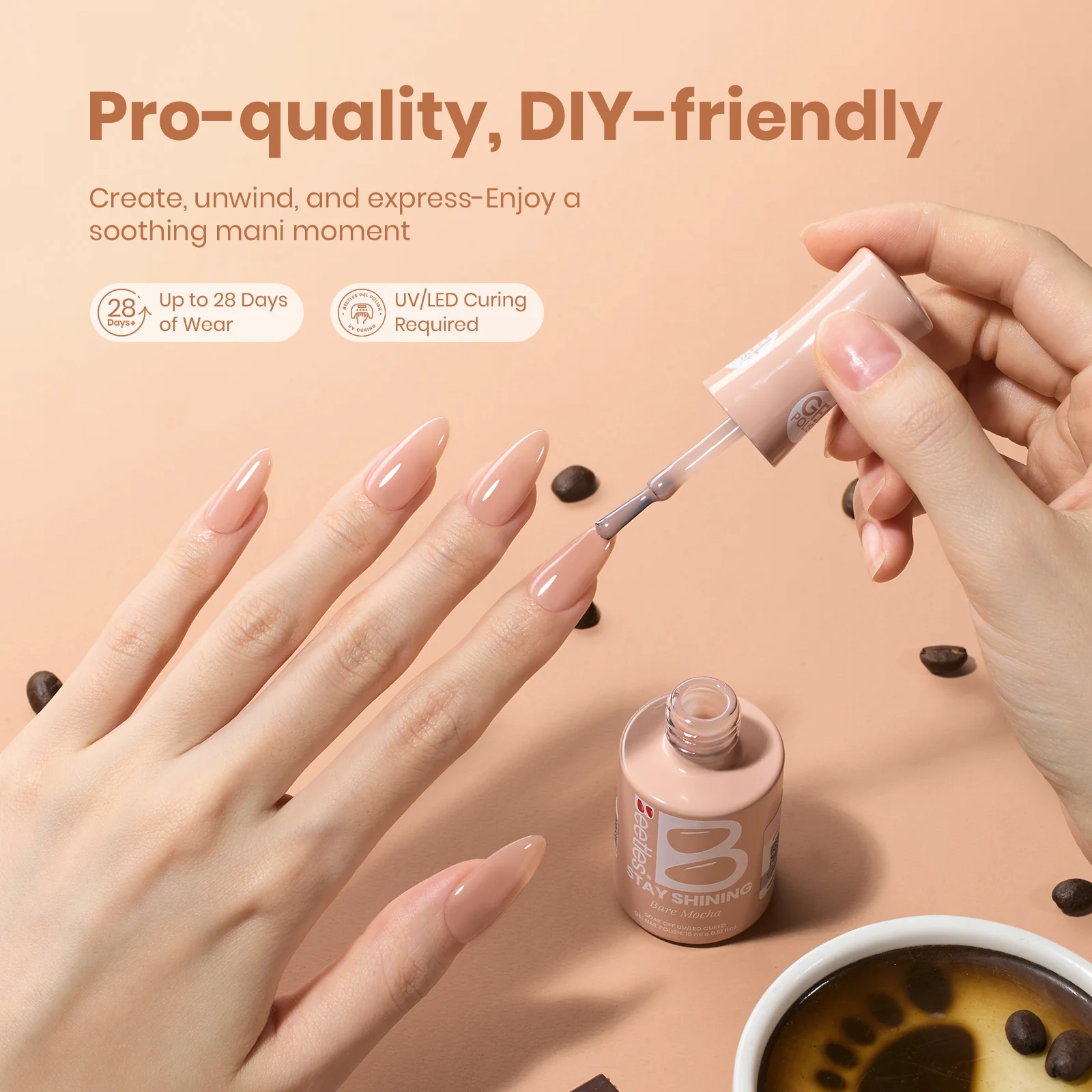 Beetles Stay Shining Gel Polish Bare Mocha - 15ml of Warm Simplicity - Image 5