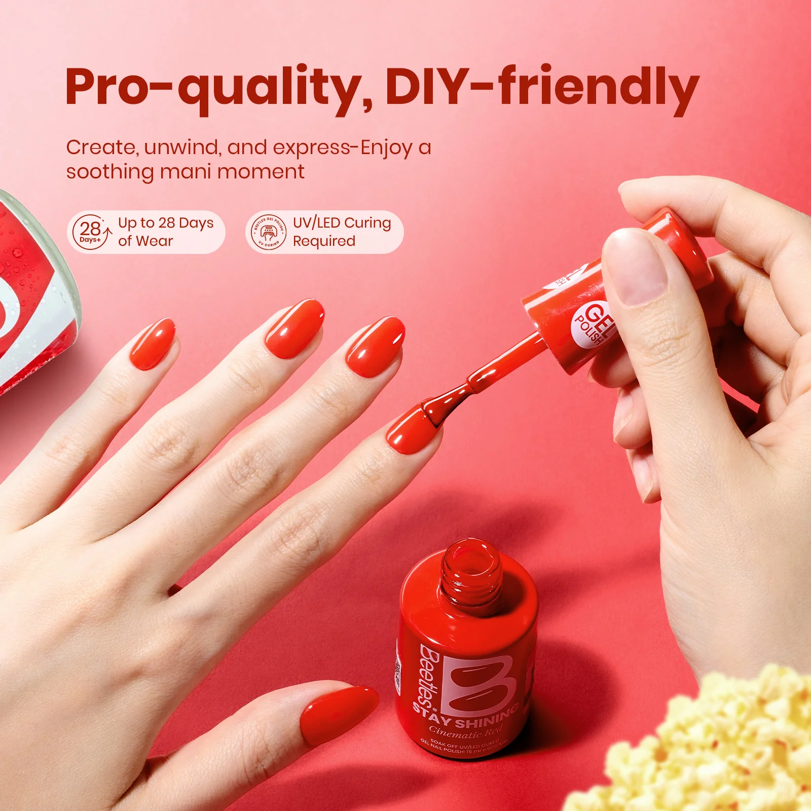 Beetles Stay Shining Gel Polish Cinematic Red - 15ml of Vivid Pulse - Image 5