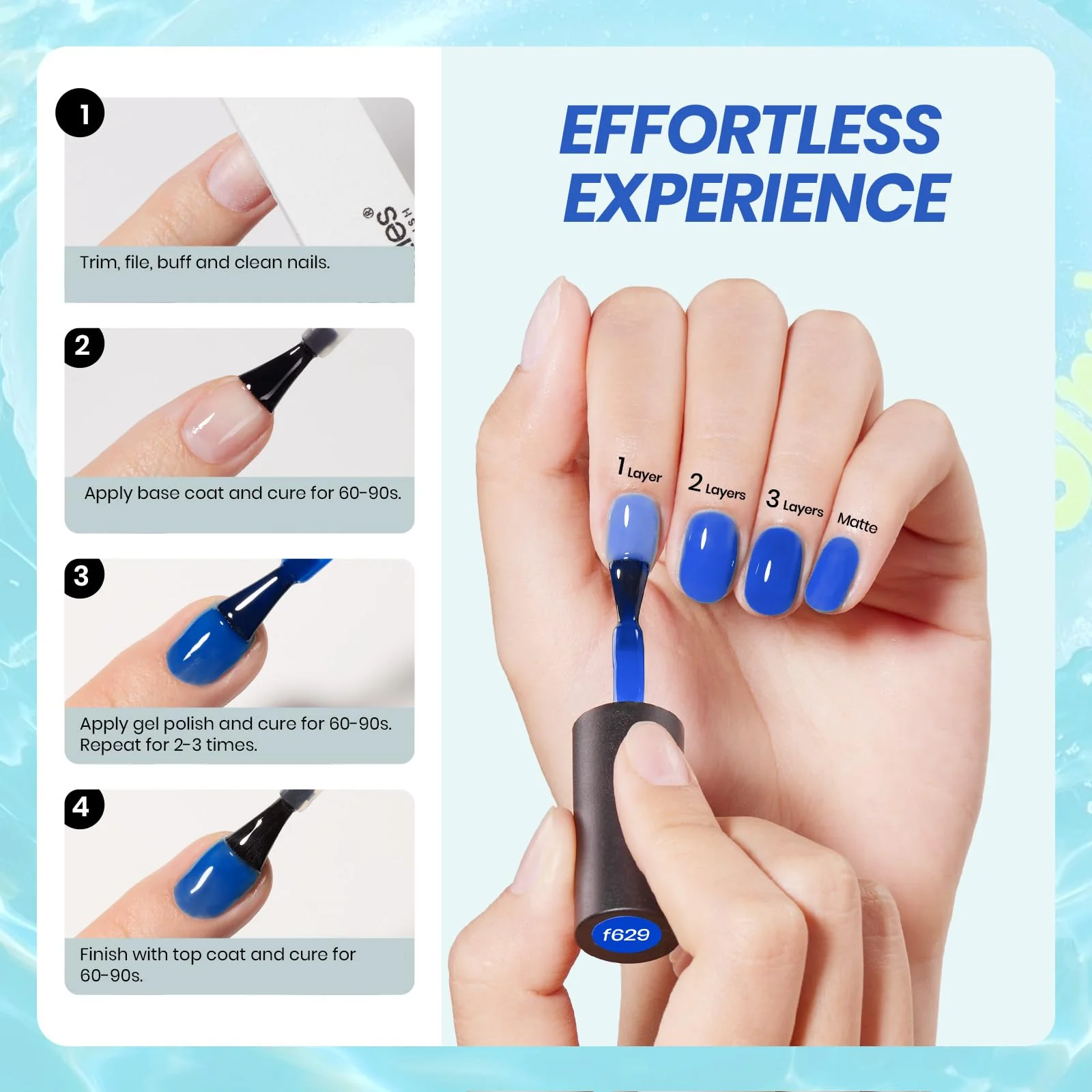 Bubble Splash - 6 Colors Nails  Blue Jelly Gel Polish Summer Nails Set - Image 6