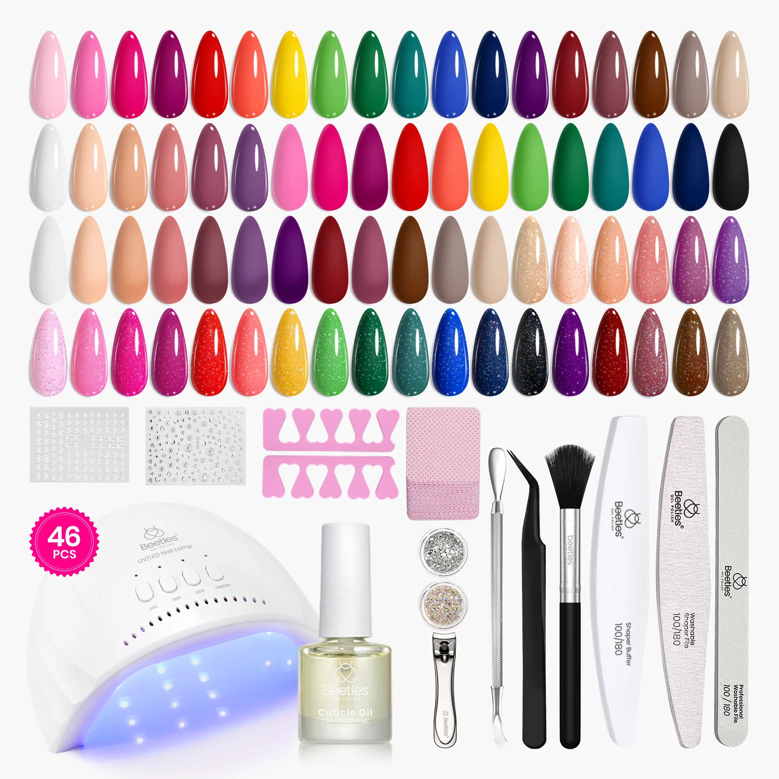 Beetles Gel Nail Starter Kit Chic Outfits 25 Colors With UV Light All-in-One Mani Set