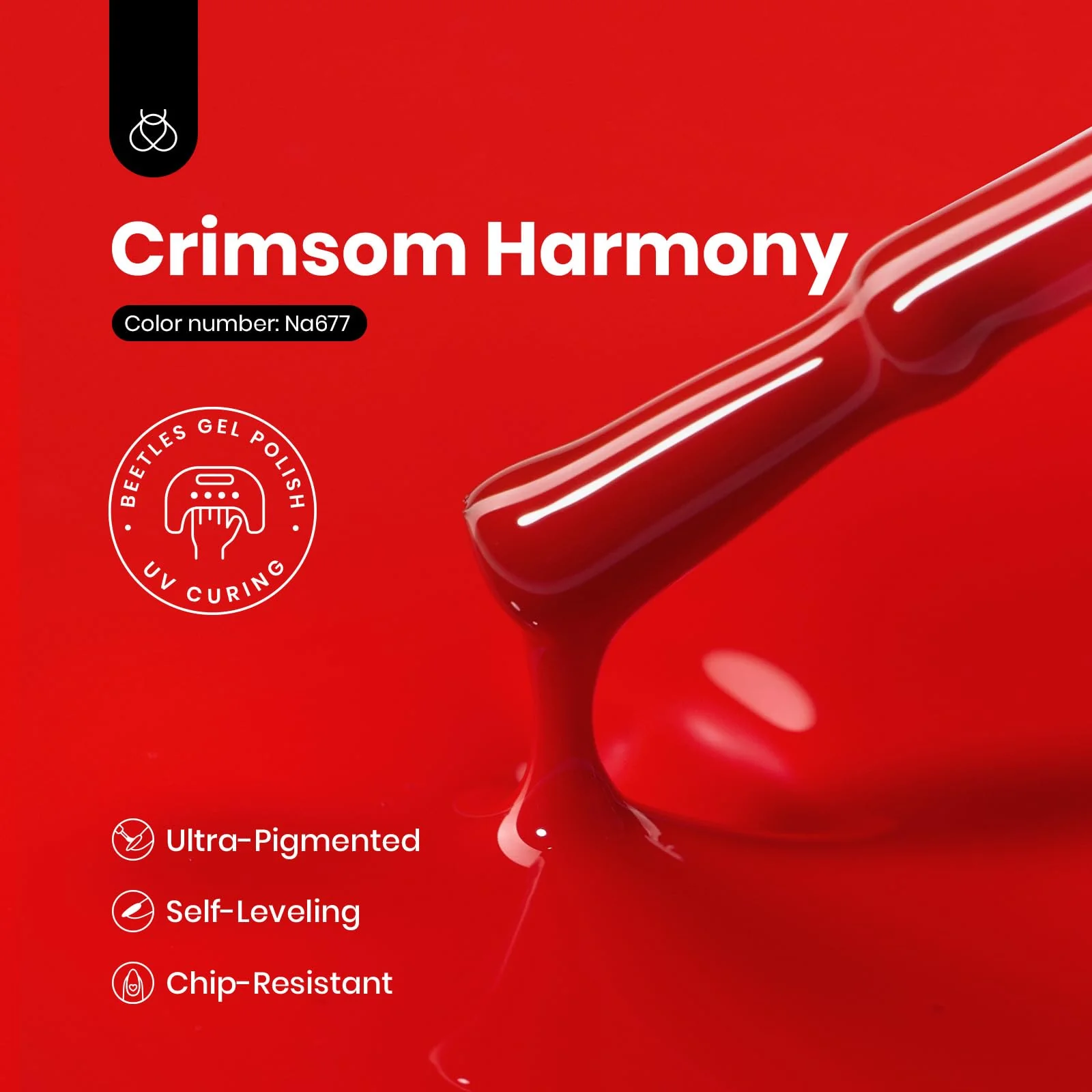 Crimson Harmony - Red Summer Nails Colorful Gel Polish 8ml - Image 3