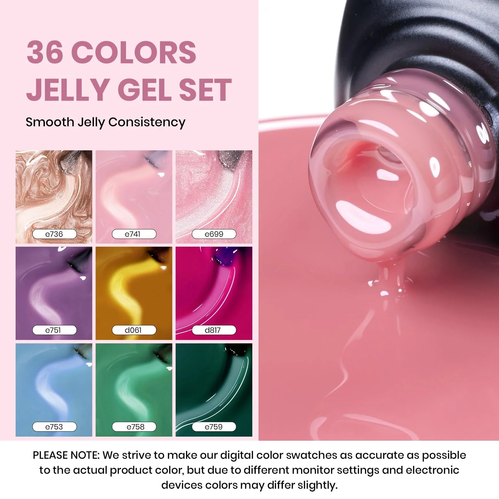 Crystal Ice Collection Nails- Jelly Cat Eye Glitter 36 Gel Colors Kits - Image 3