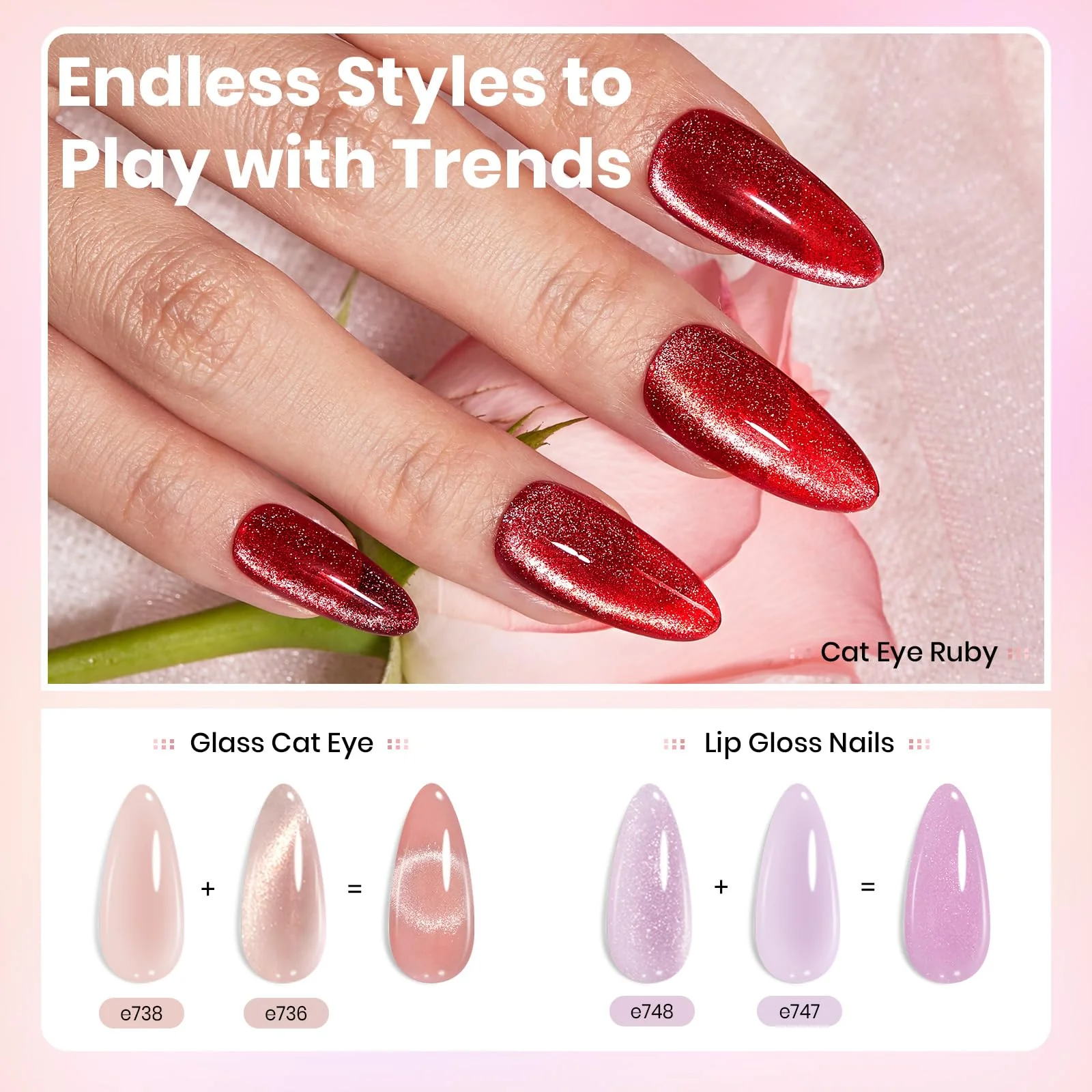 Crystal Ice Collection Nails- Jelly Cat Eye Glitter 36 Gel Colors Kits - Image 6