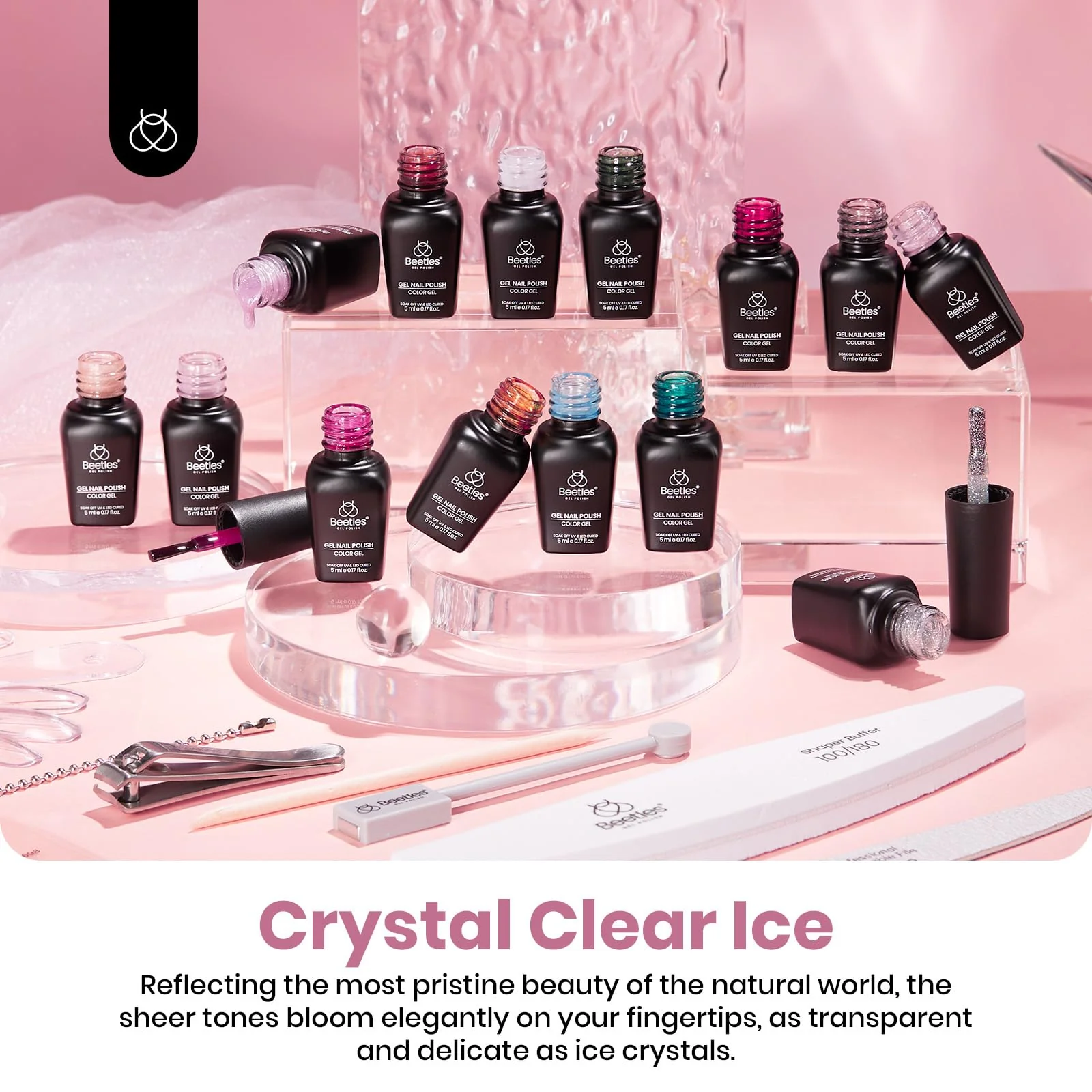 Crystal Ice Collection Nails- Jelly Cat Eye Glitter 36 Gel Colors Kits - Image 7