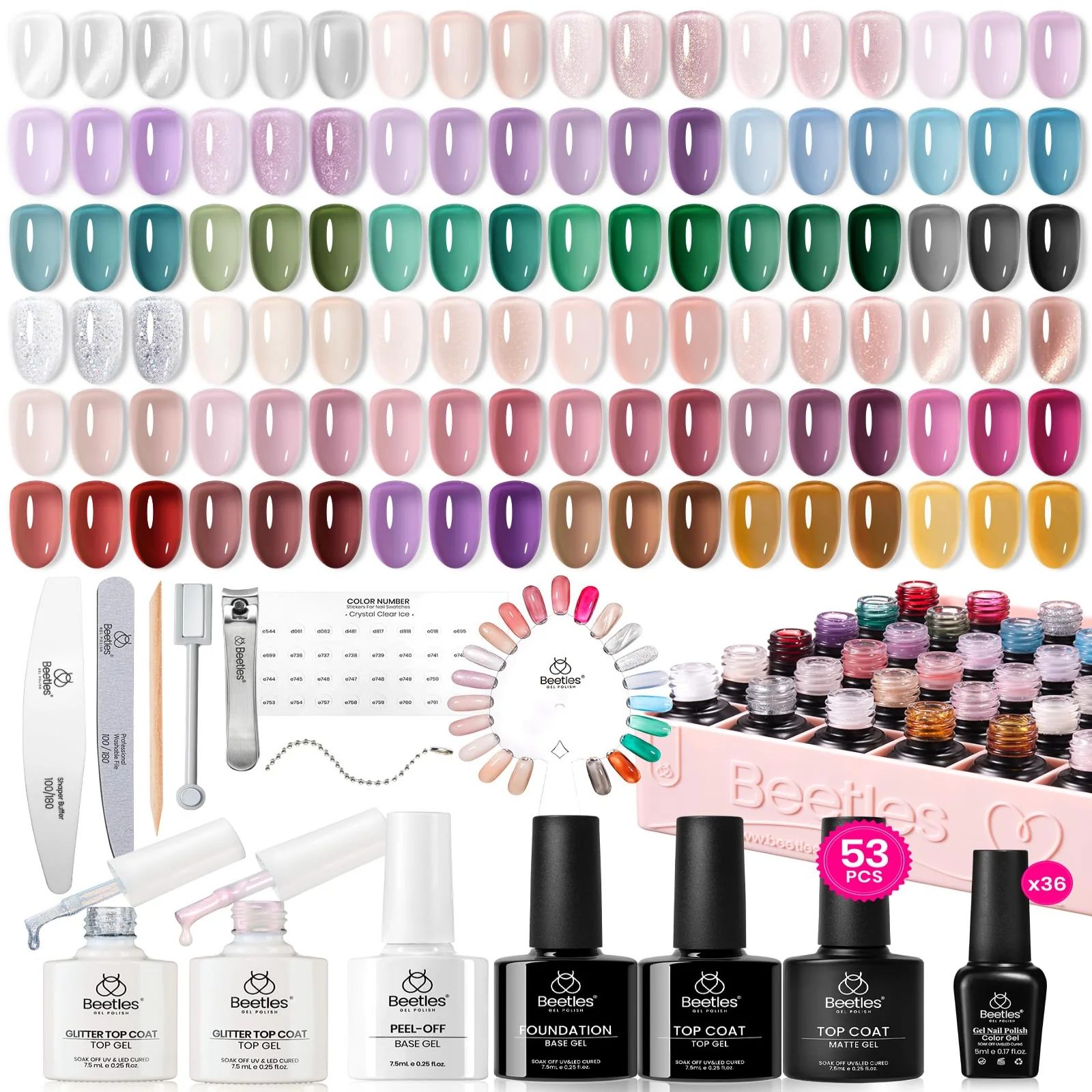 Crystal Ice Collection Nails- Jelly Cat Eye Glitter 36 Gel Colors Kits - Image 9