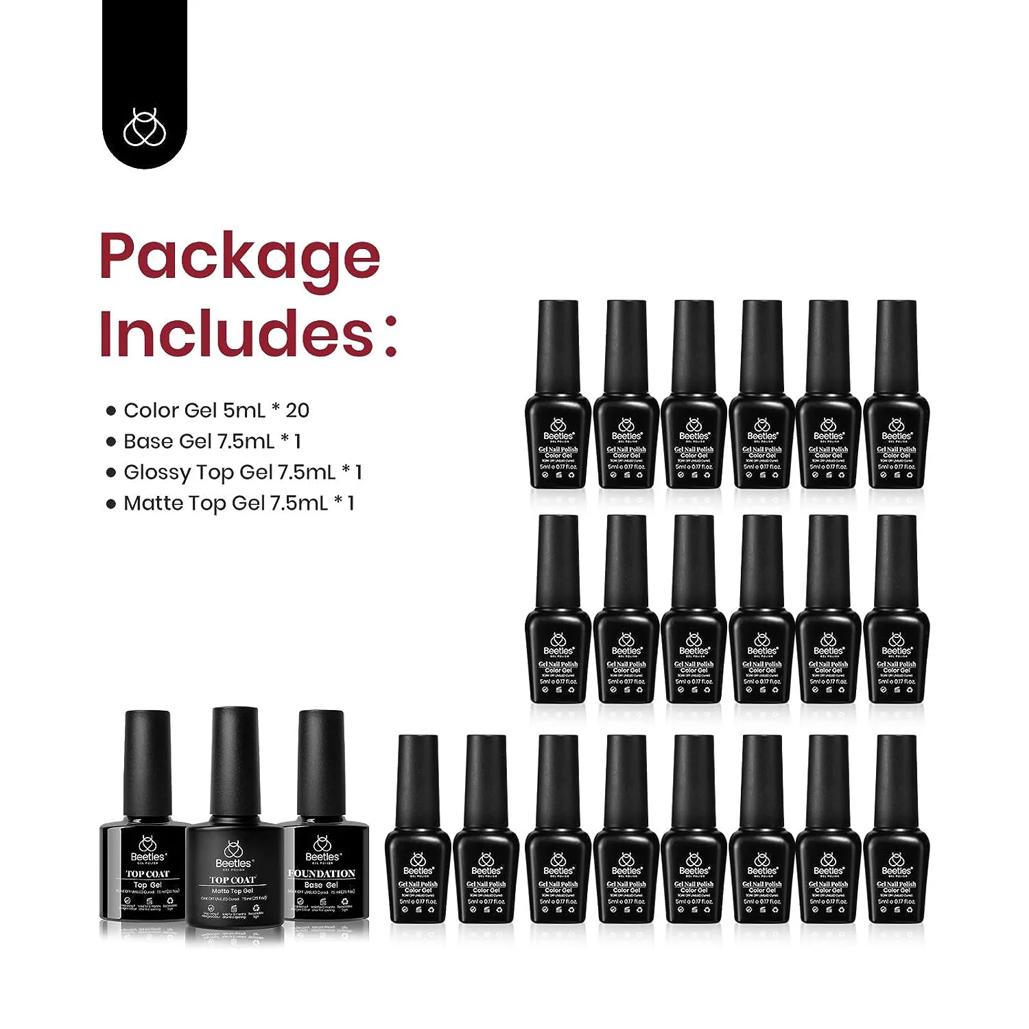 Dare to Bare - 20 Gel Colors Set Nails with Top and Base Coat (5ml/Each) - Image 7