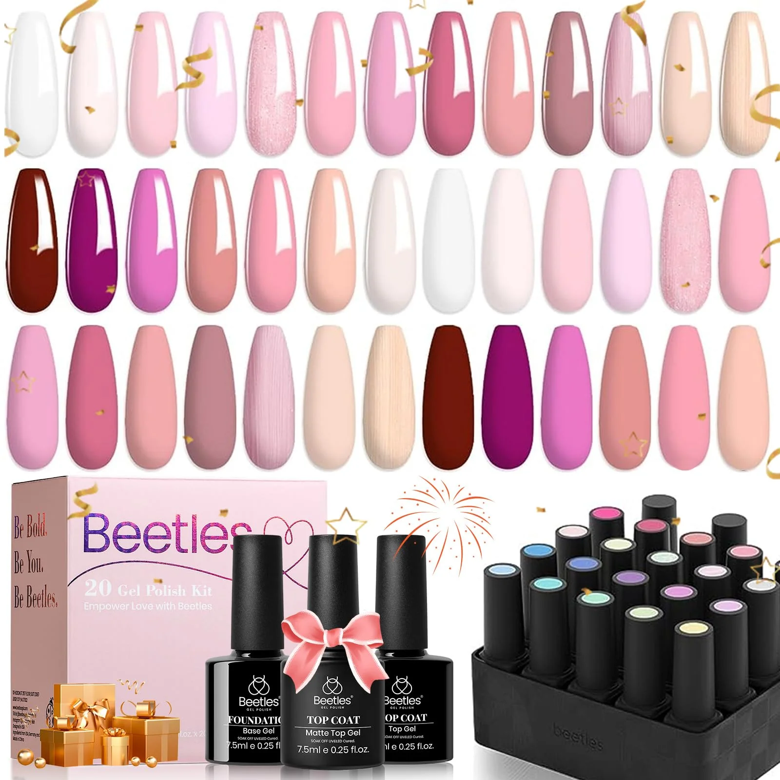 Dare to Bare - 20 Gel Colors Set Nails with Top and Base Coat (5ml/Each) - Image 8