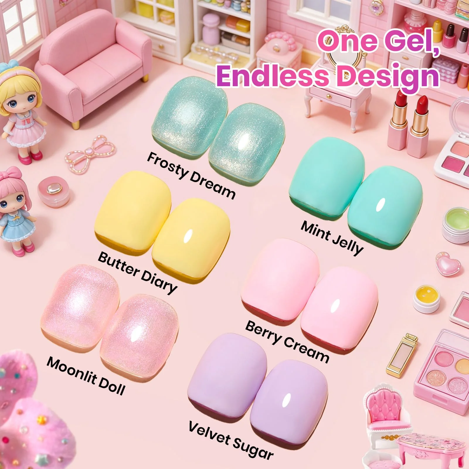 Dreamy Dollhouse 6 Colors Beetles Hema Free Summer Nails Gel Polish Set 15ML - Image 2