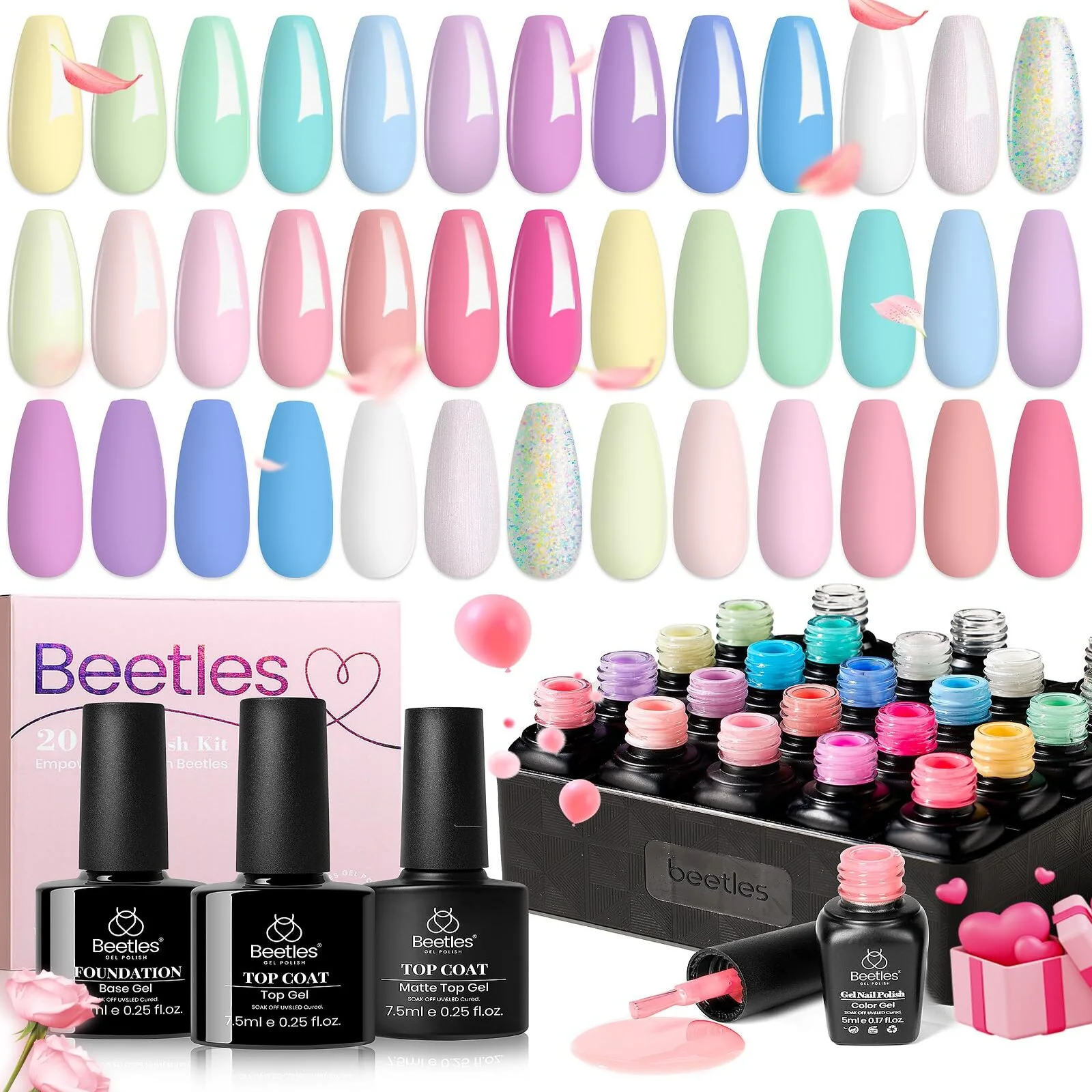 Dreamy Town - 20 Gel Colors Set with Top and Base Coat (5ml/Each) Nails - Image 8