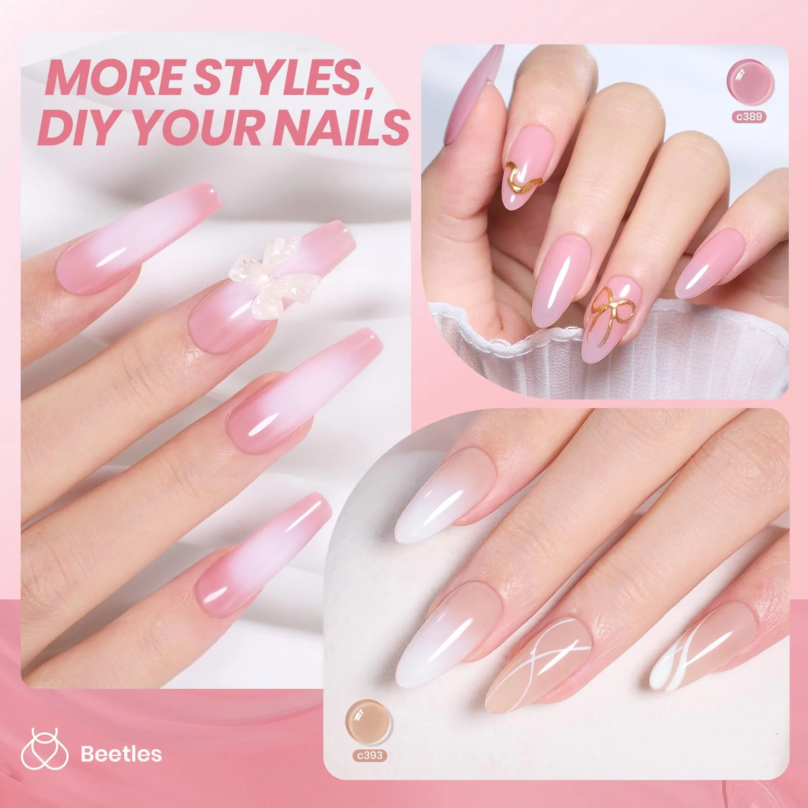 Drunken Rose | Color Base Nude Ge Gel Polish 6 Colors Set Summer Nails - Image 3