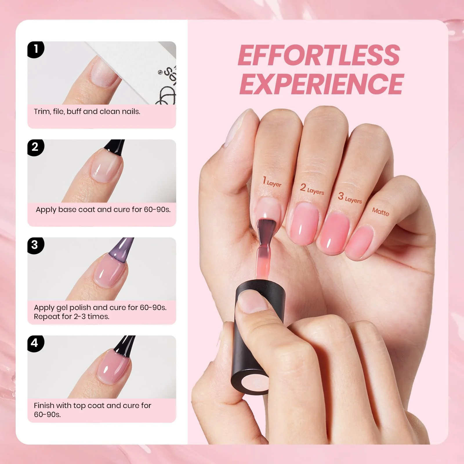 Drunken Rose | Color Base Nude Ge Gel Polish 6 Colors Set Summer Nails - Image 5
