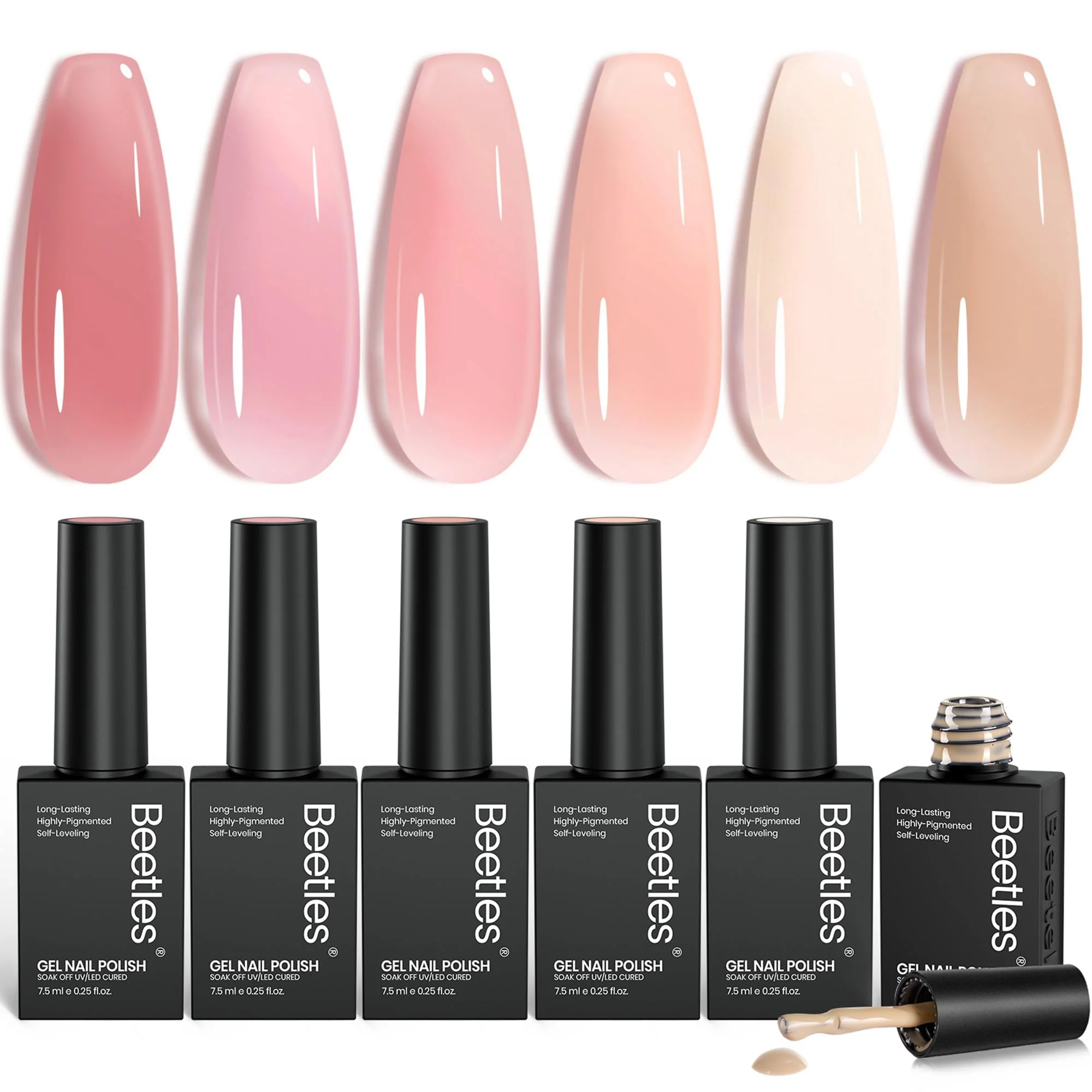 Drunken Rose | Color Base Nude Ge Gel Polish 6 Colors Set Summer Nails - Image 8