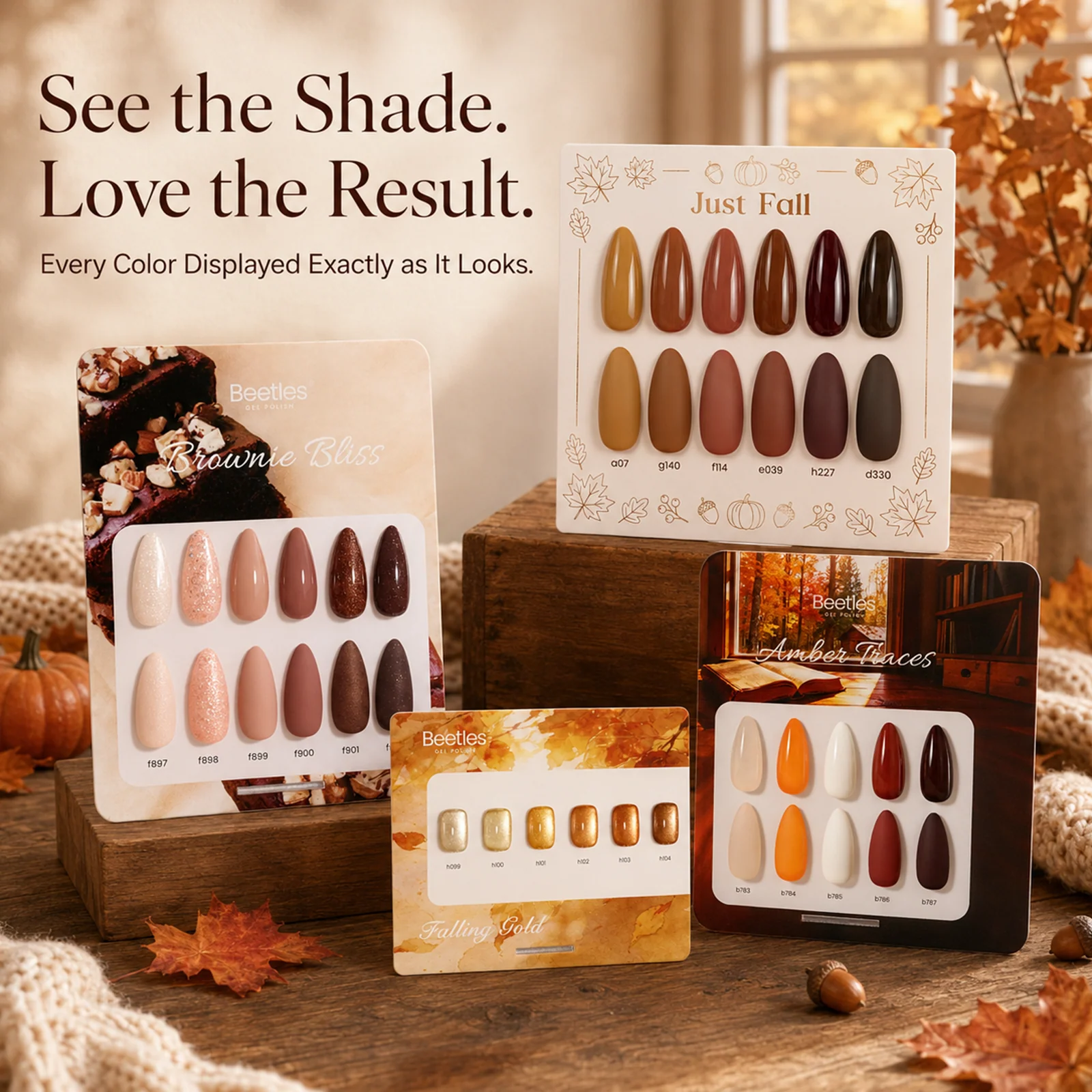 (Each 15ml) Amber Allure - Beetles 23 Colors +1 Blooming Gel Autumn Nails Cat Eye Gel Polish Set With Display Color Card - Image 3
