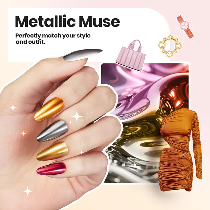 (Each 15ml) Chrome Muse- Beetles 5 Colors Quick-Drying Mirror Rush Nail Polish Set - Image 4