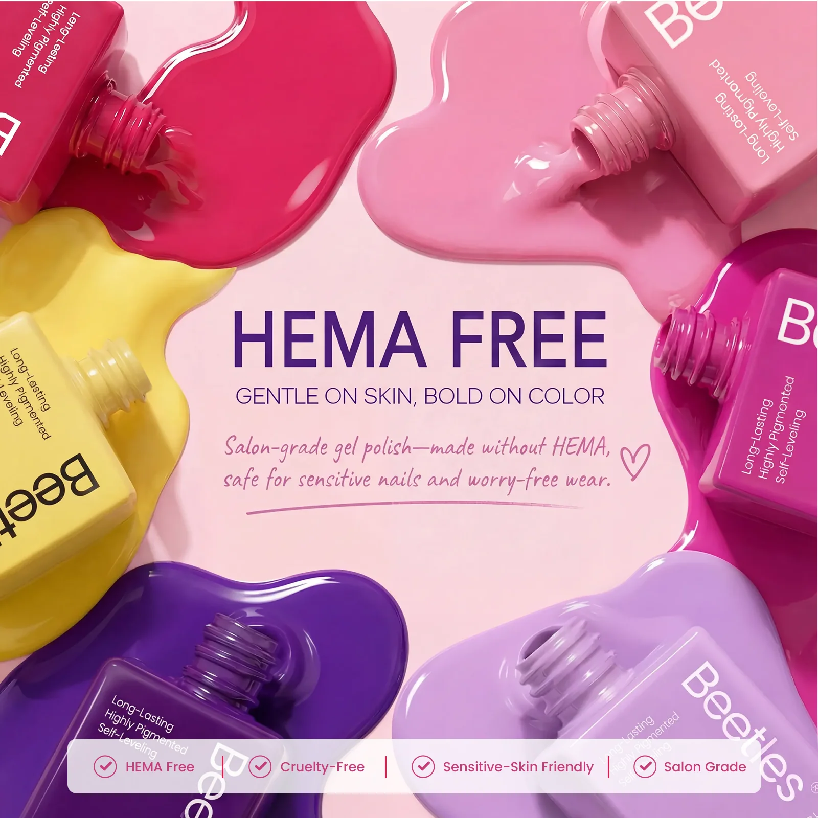 (Each 15ml) Petal Whisper - Beetles 30 Colors HEMA Free Summer Nails Gel Polish Set - Image 2
